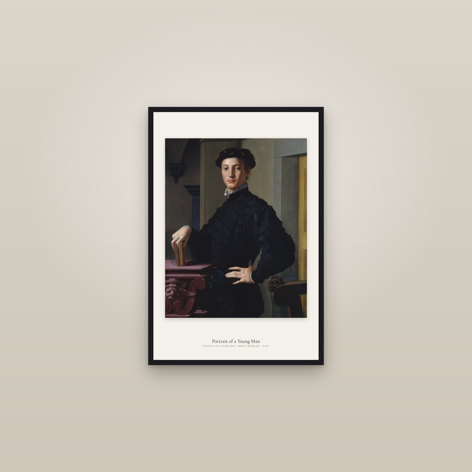Portrait of a Young Man — framed in a gallery setting
