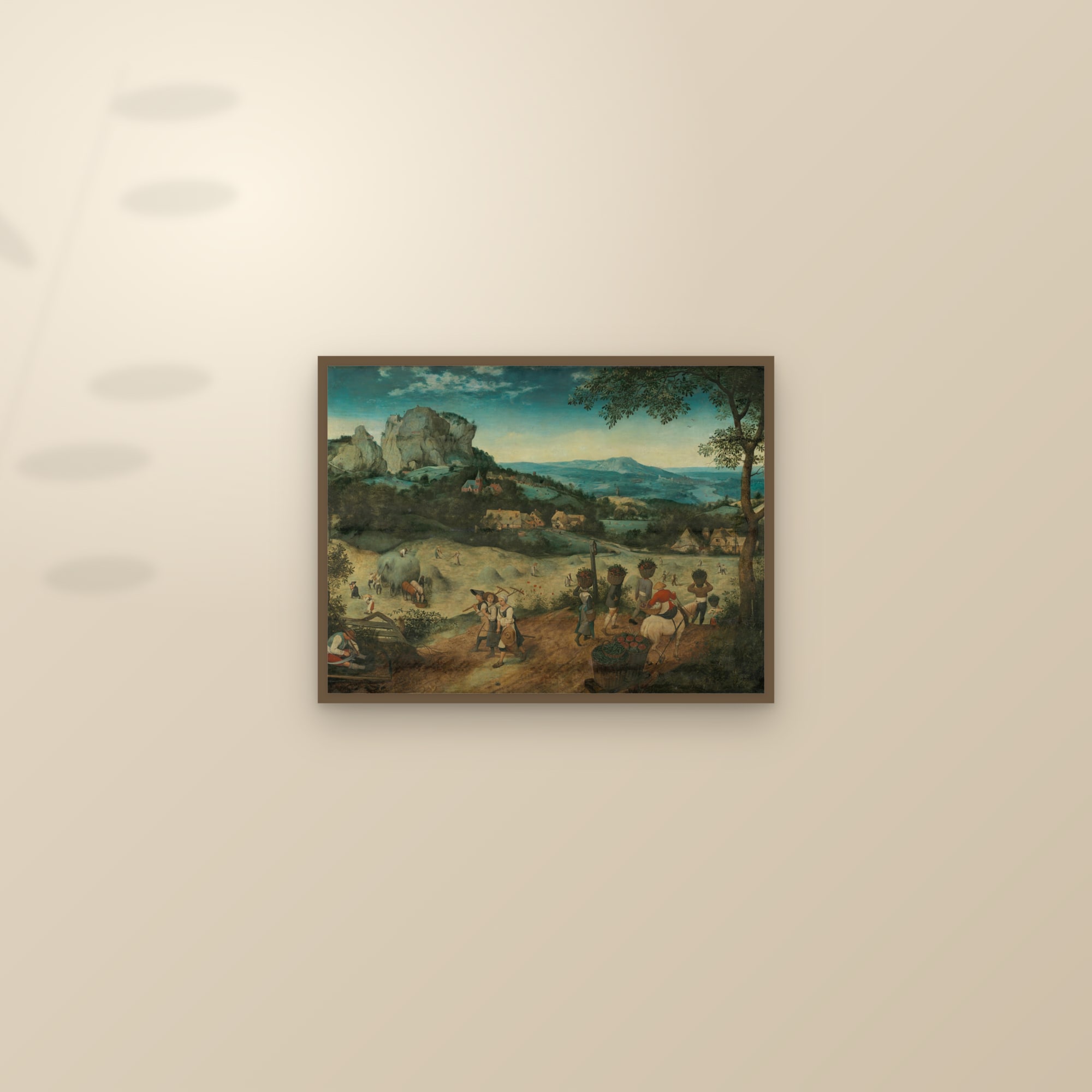 Haymaking (The Hay Harvest) — Full-Bleed Edition — framed and styled on a sunlit wall