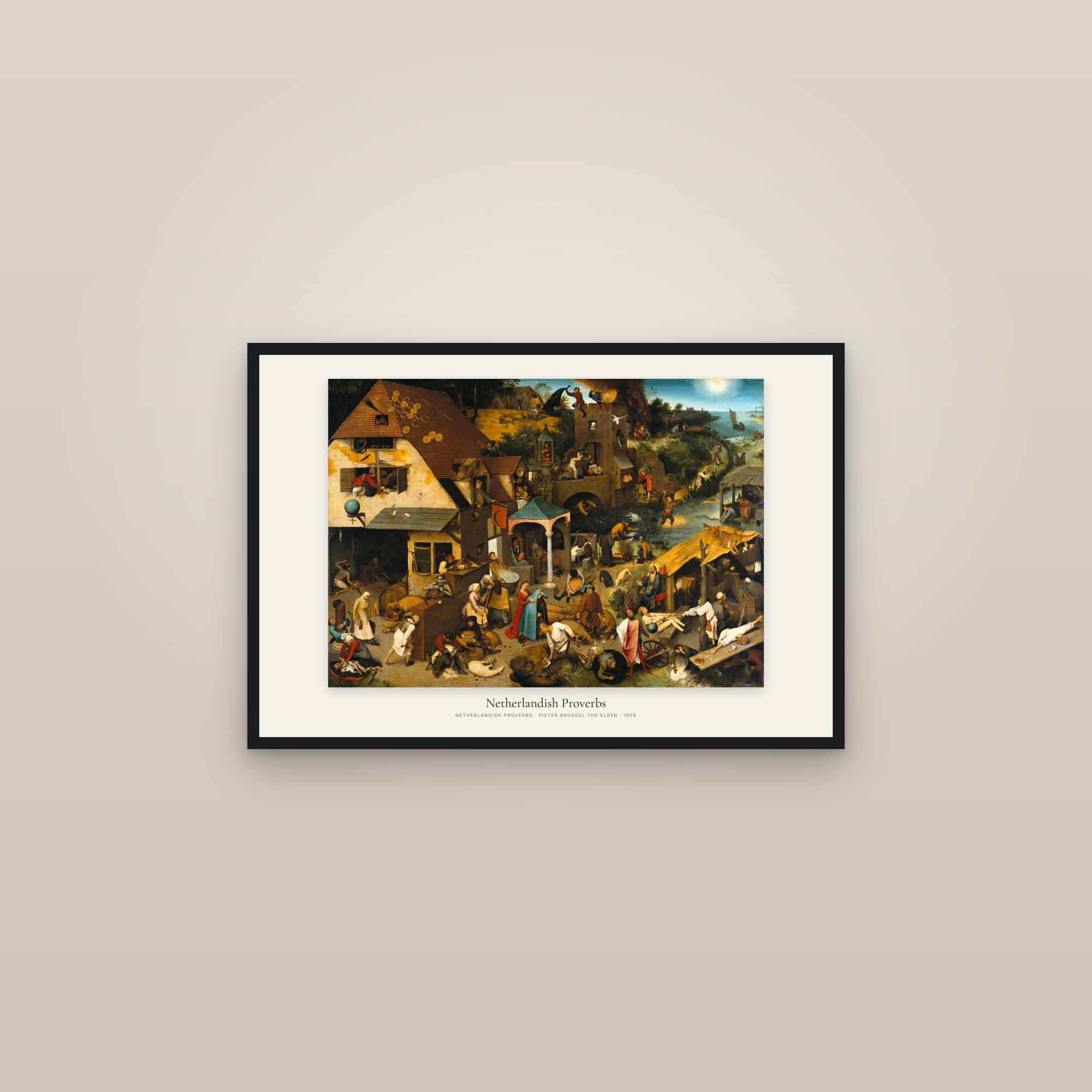 Netherlandish Proverbs — framed in a gallery setting