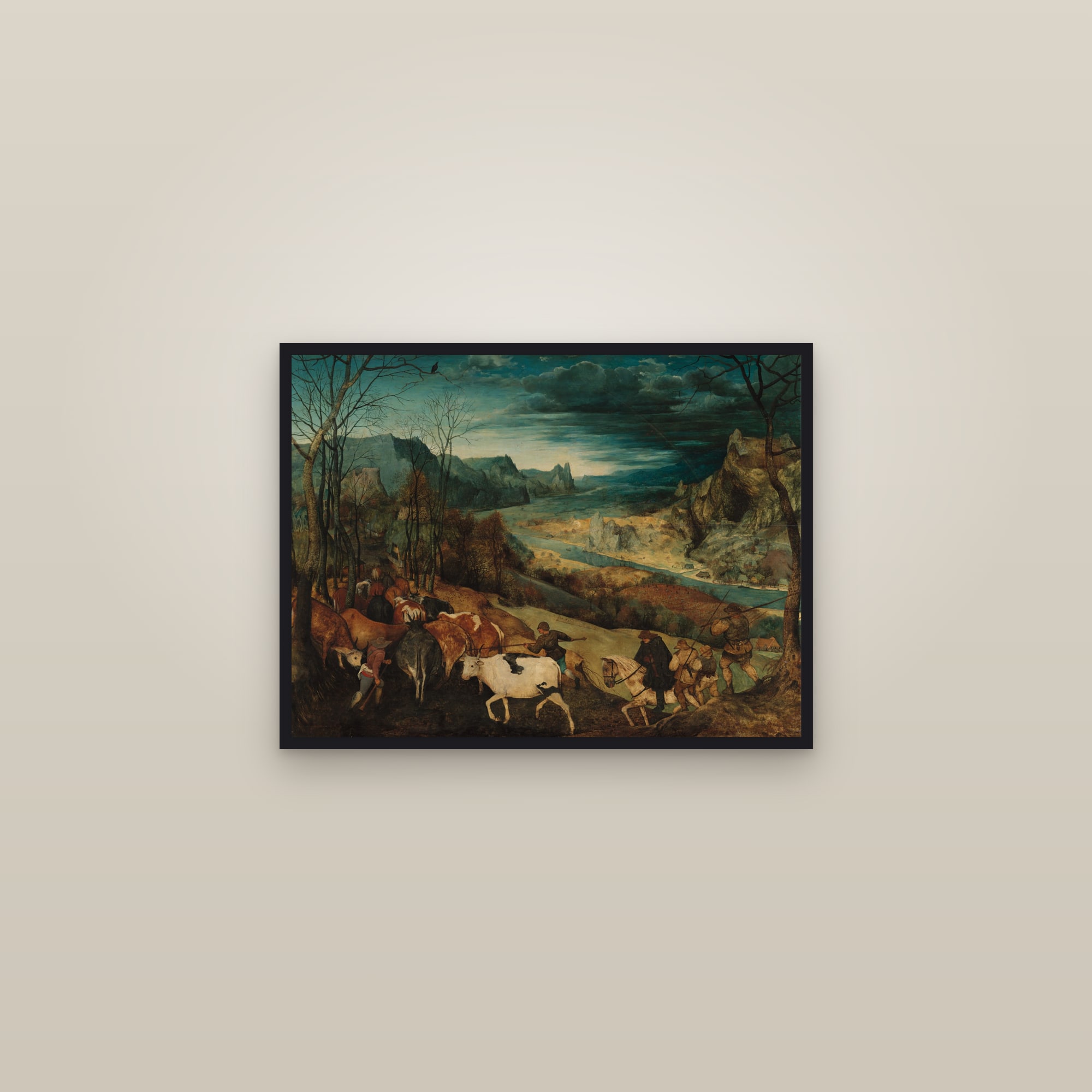 The Return of the Herd (Full) — Full-Bleed Edition — framed in a gallery setting