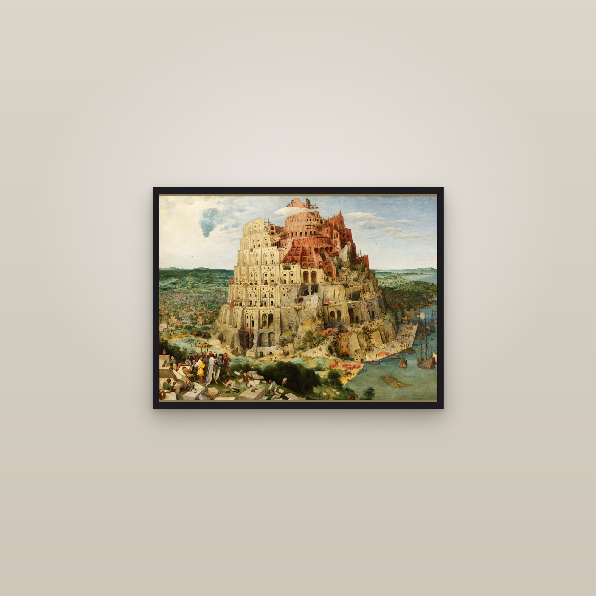 The Tower of Babel (Full) — Full-Bleed Edition — framed in a gallery setting