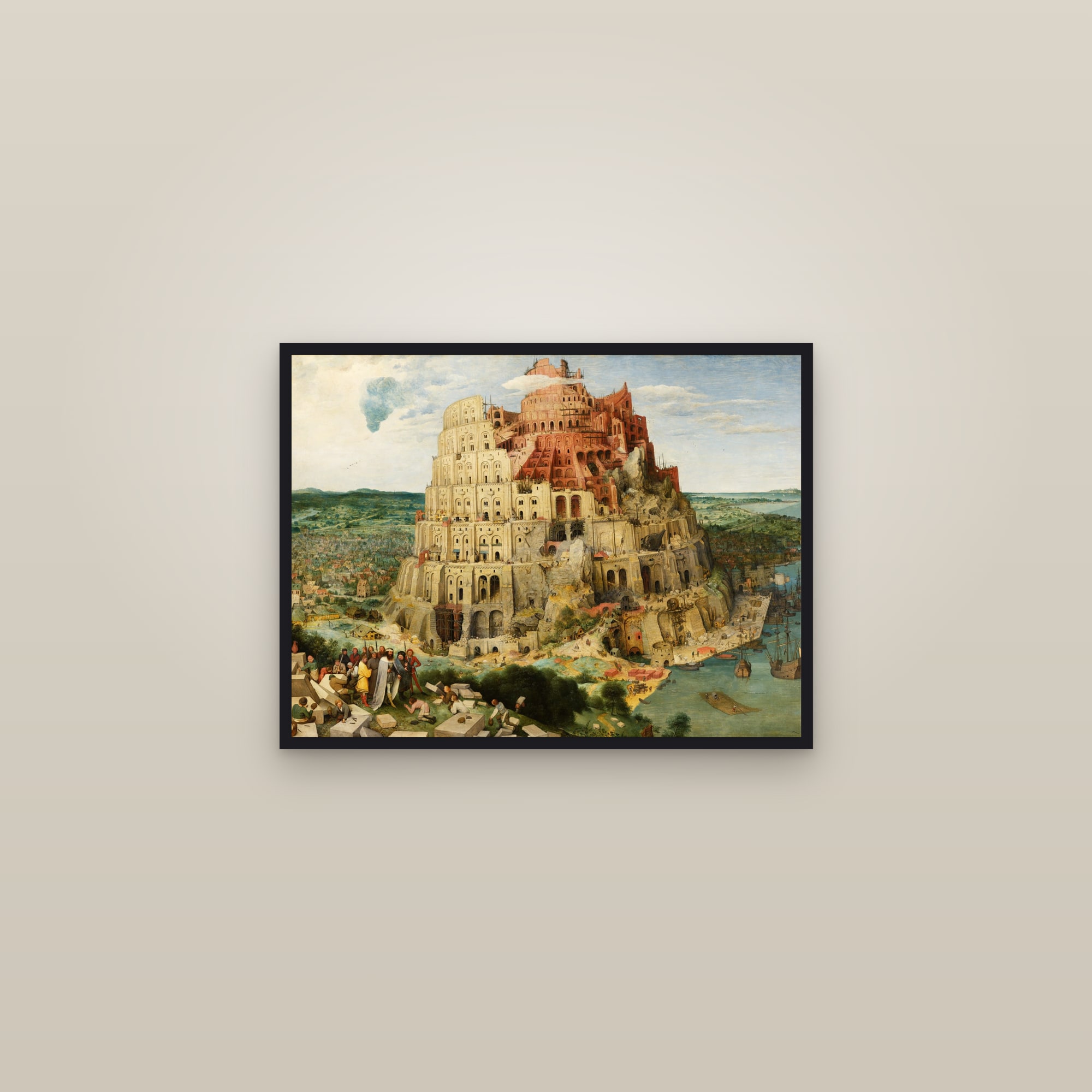 The Tower of Babel (Full) — Full-Bleed Edition — framed in a gallery setting
