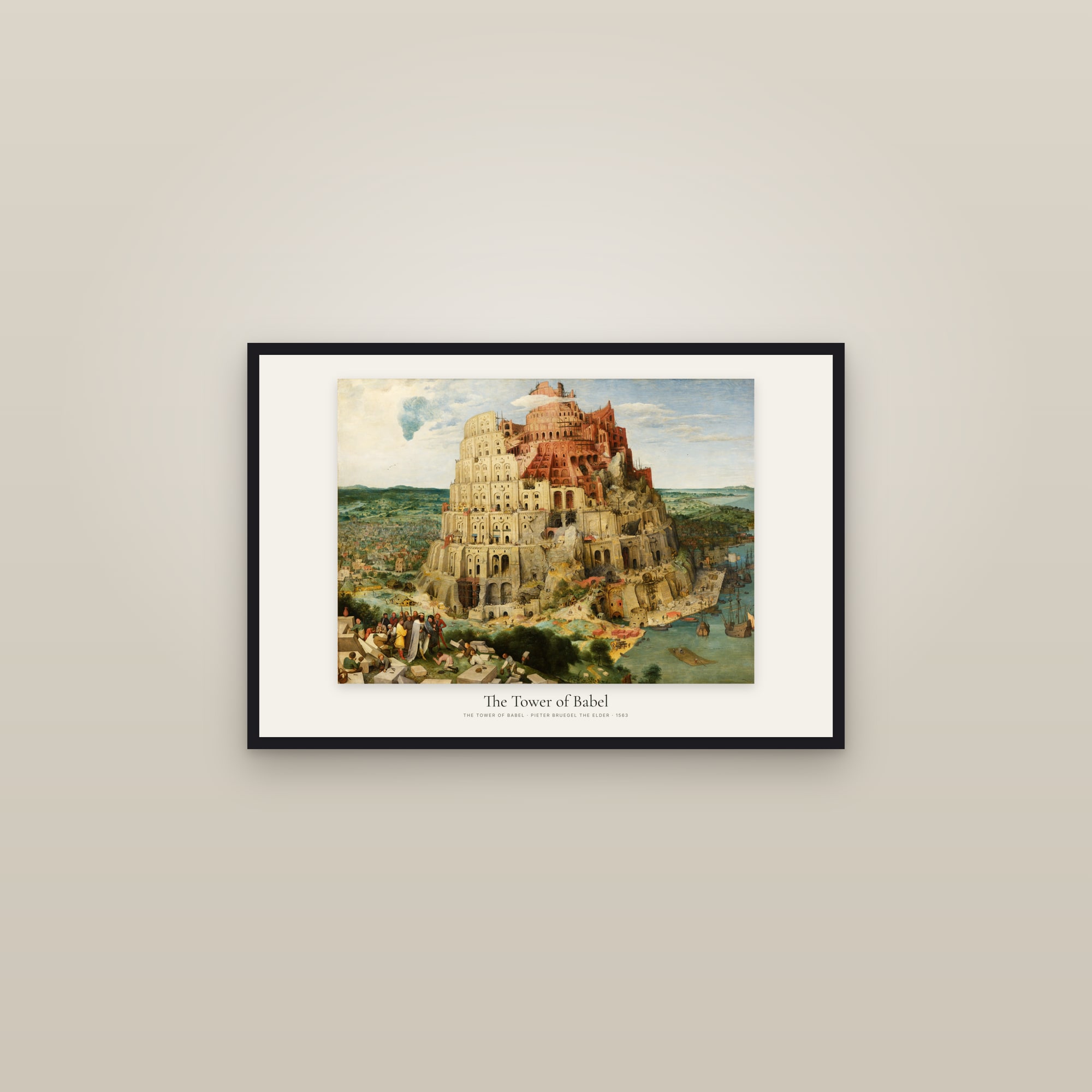 The Tower of Babel — framed in a gallery setting