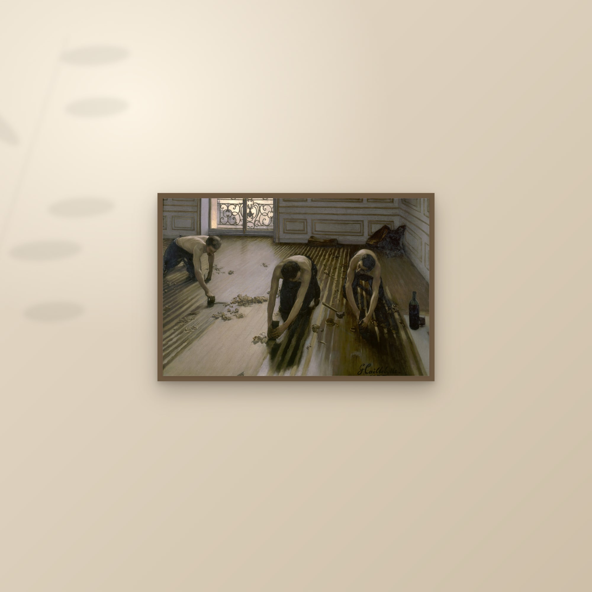 The Floor Scrapers (Full) — Full-Bleed Edition — framed and styled on a sunlit wall