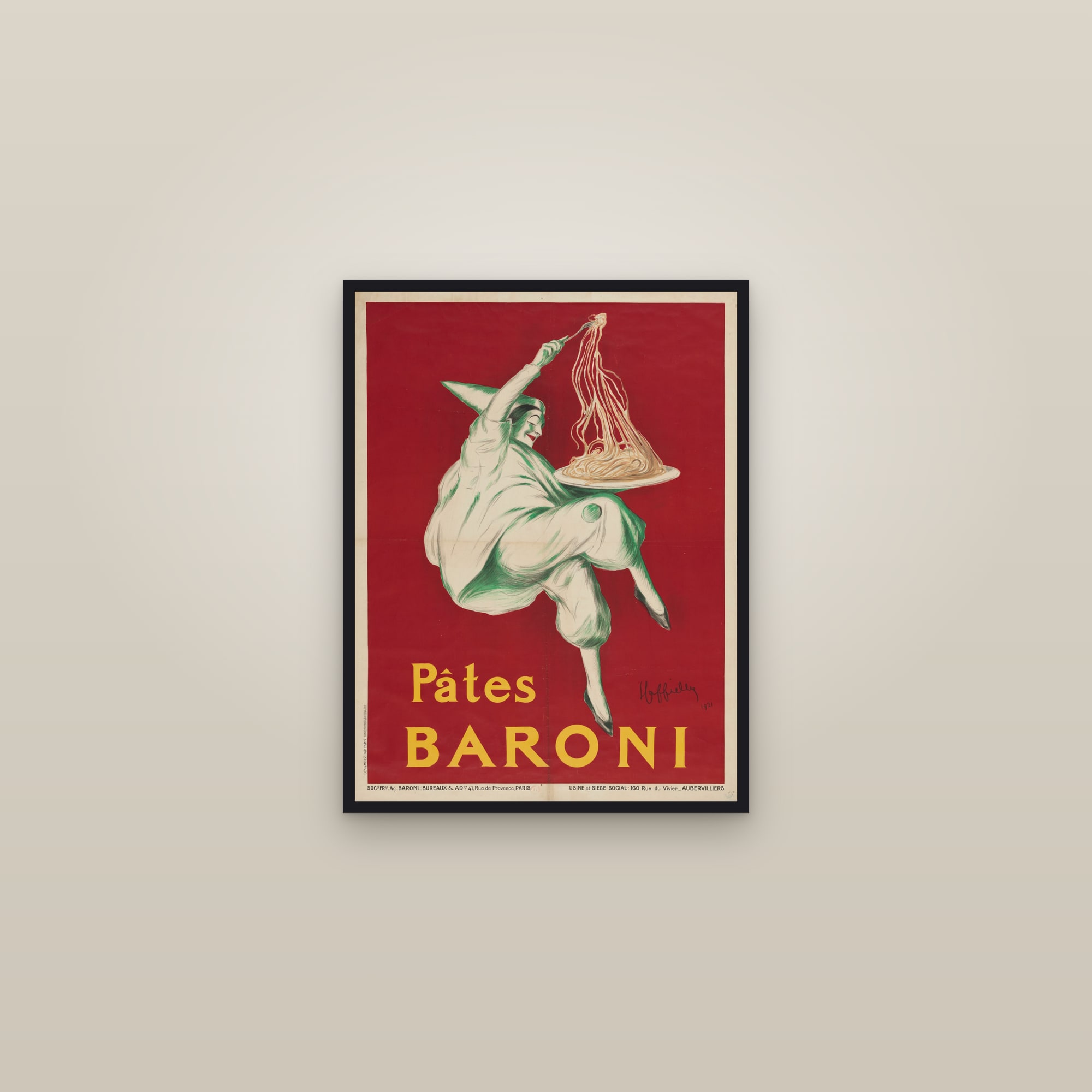 Pâtes Baroni (Full) — Full-Bleed Edition — framed in a gallery setting