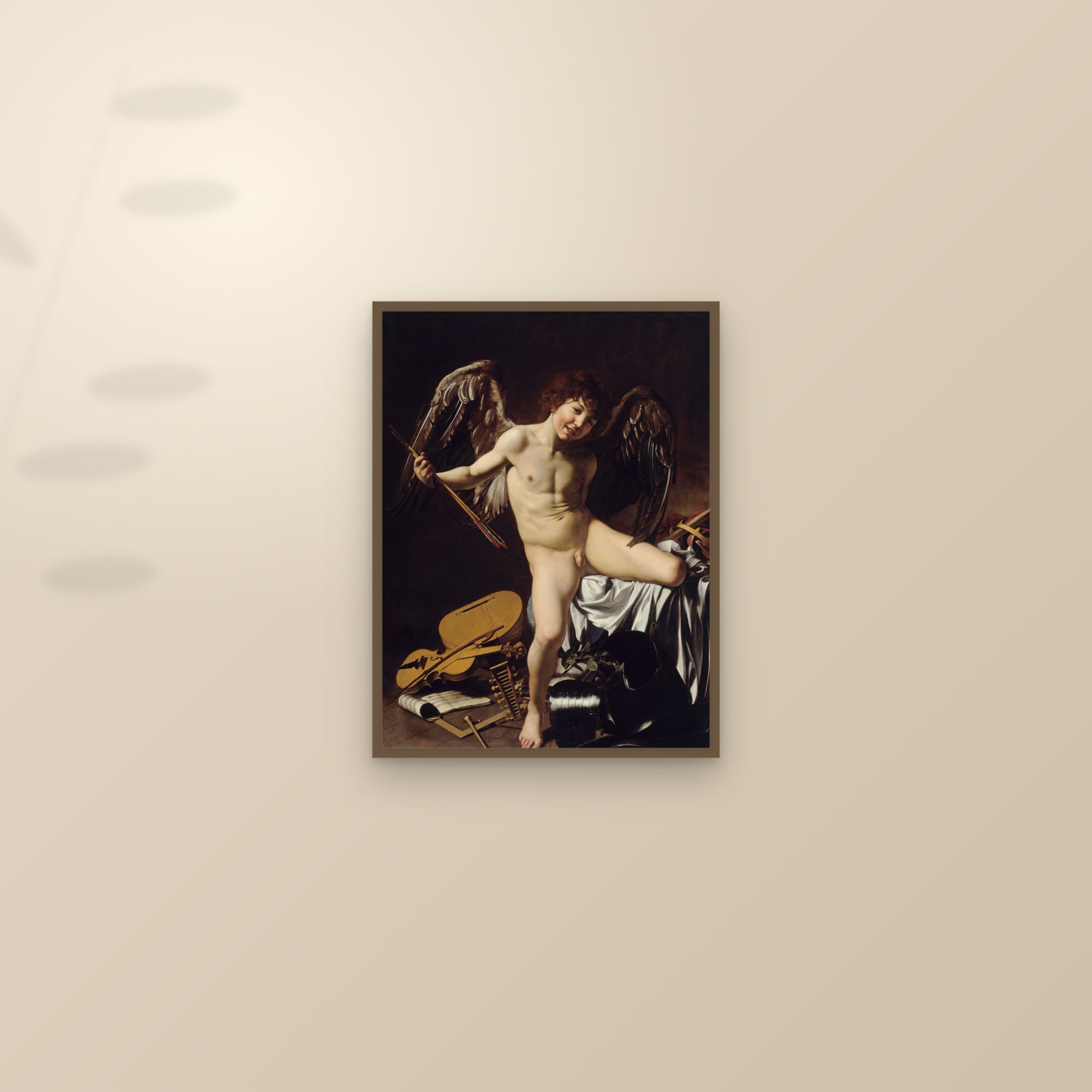 Amor Vincit Omnia (Full) — Full-Bleed Edition — framed and styled on a sunlit wall