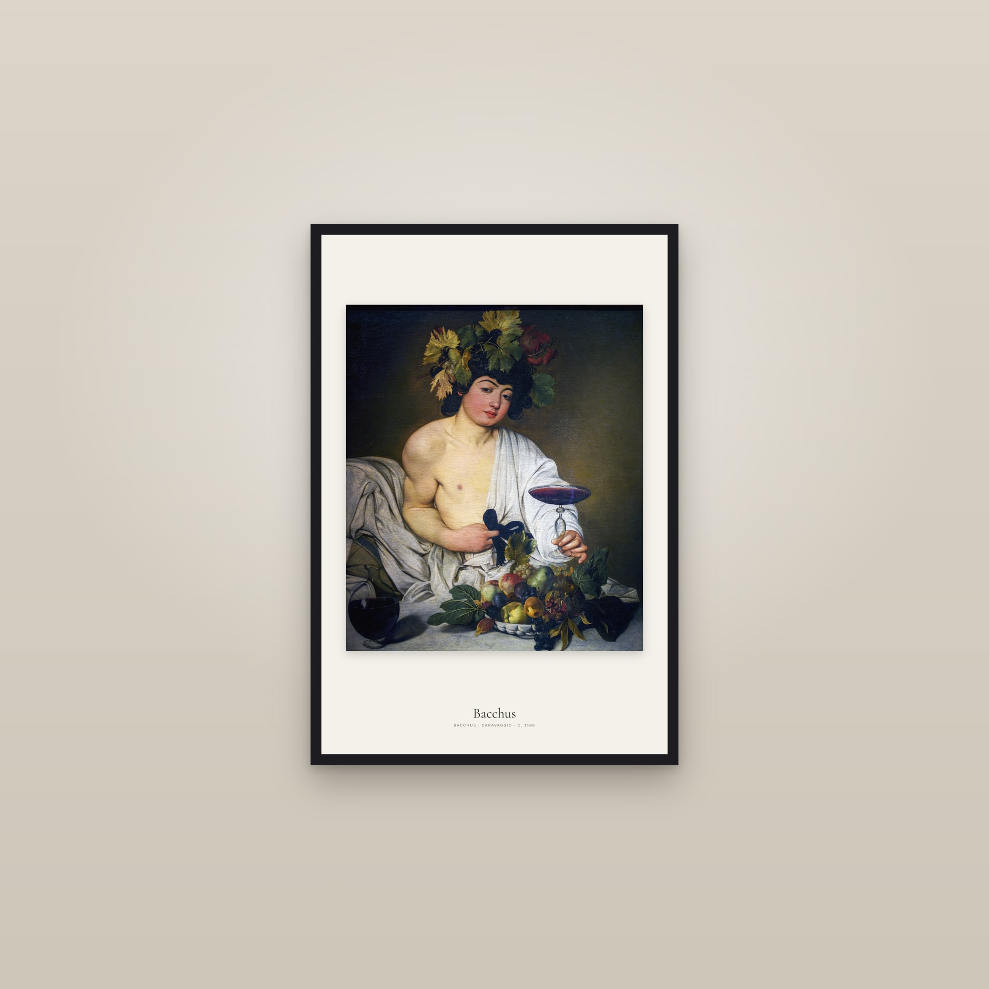 Bacchus — framed in a gallery setting