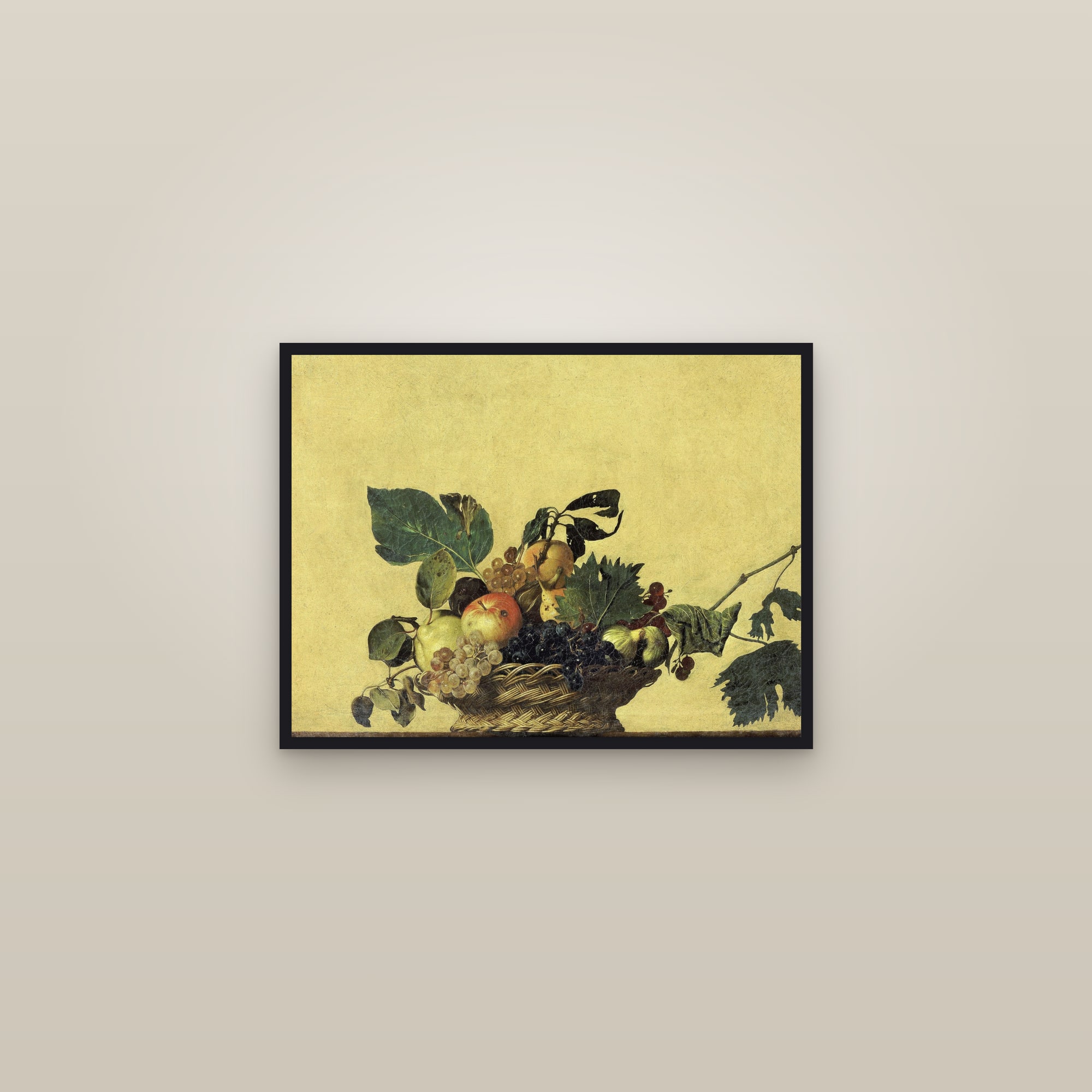 Basket of Fruit (Full) — Full-Bleed Edition — framed in a gallery setting