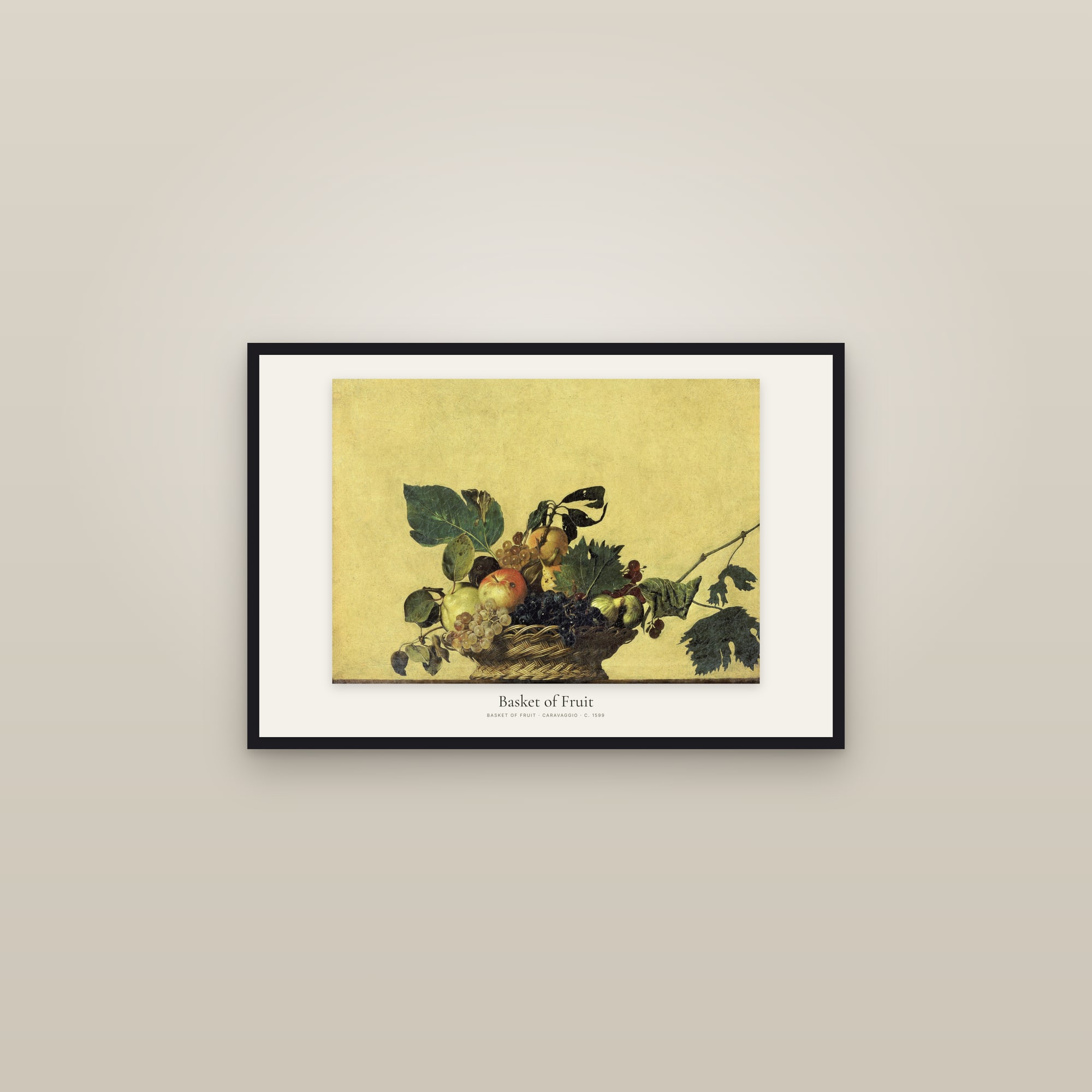 Basket of Fruit — framed in a gallery setting