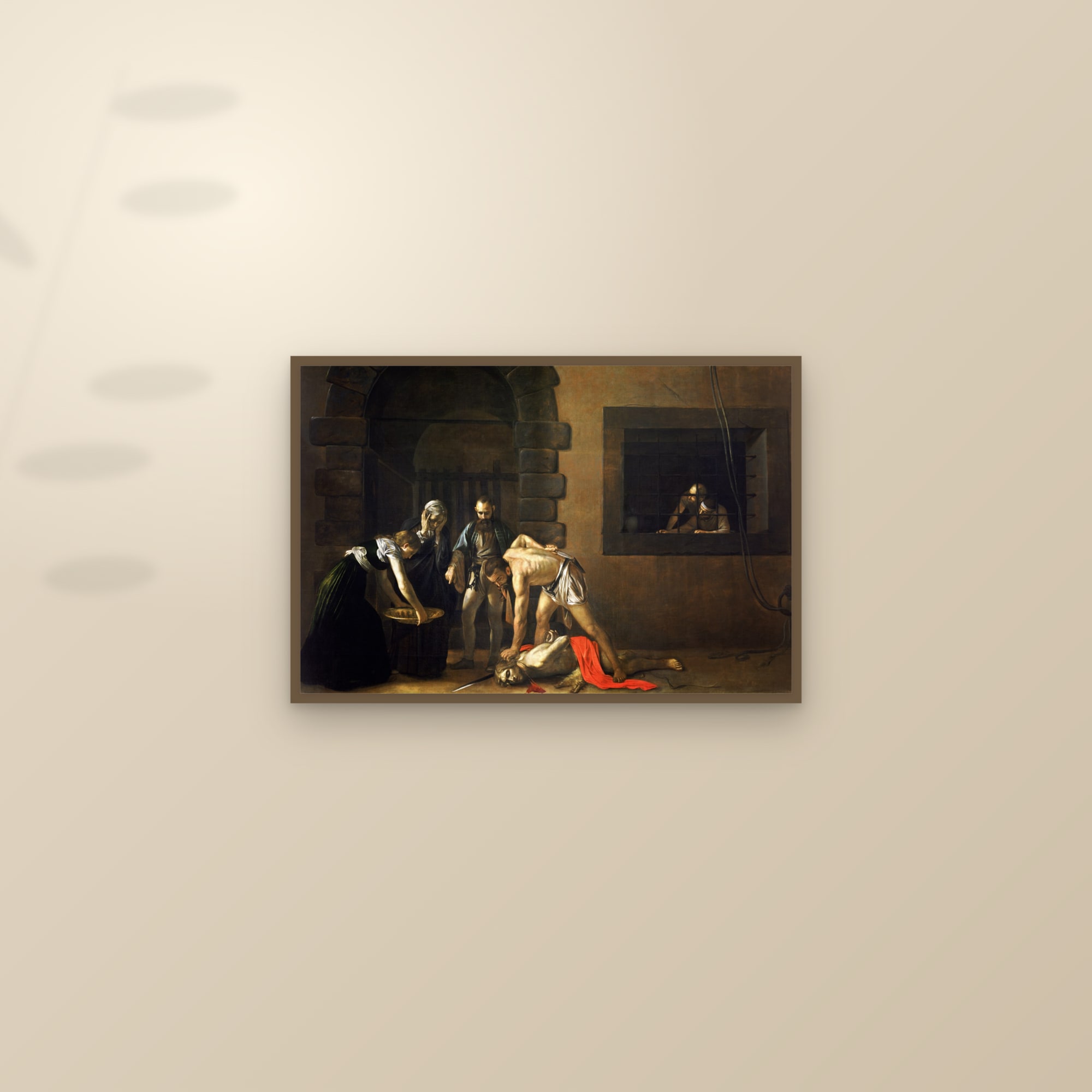 The Beheading of Saint John the Baptist (Full) — Full-Bleed Edition — framed and styled on a sunlit wall