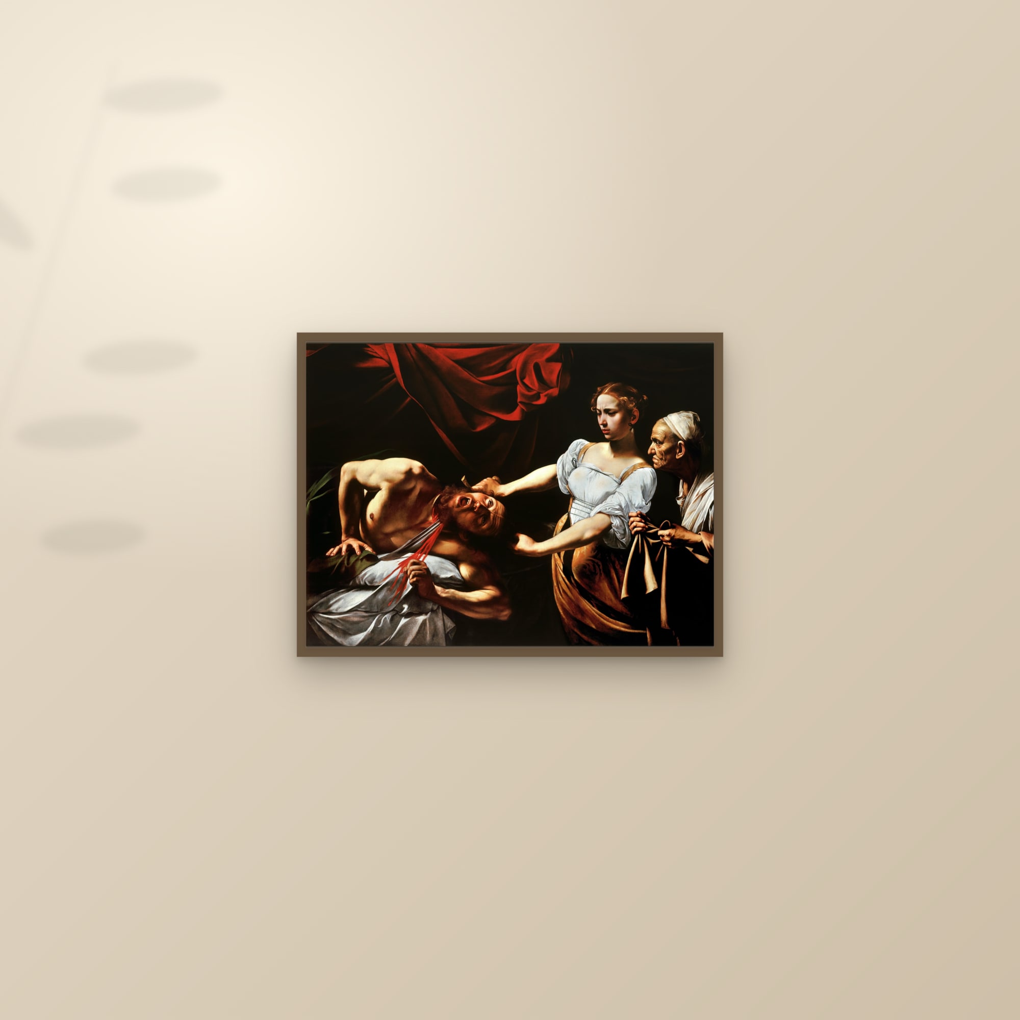 Judith Beheading Holofernes (Full) — Full-Bleed Edition — framed and styled on a sunlit wall