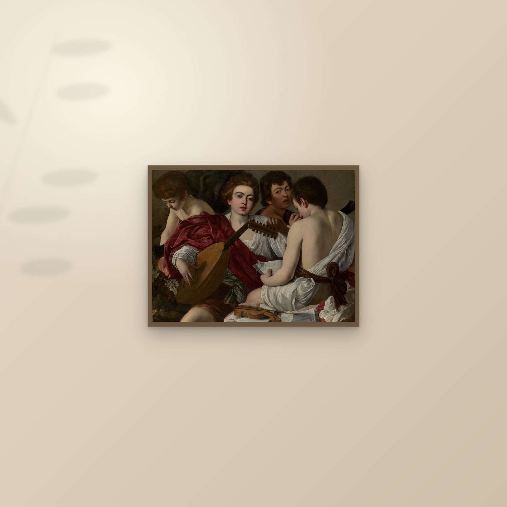 The Musicians (Full) — Full-Bleed Edition — framed and styled on a sunlit wall