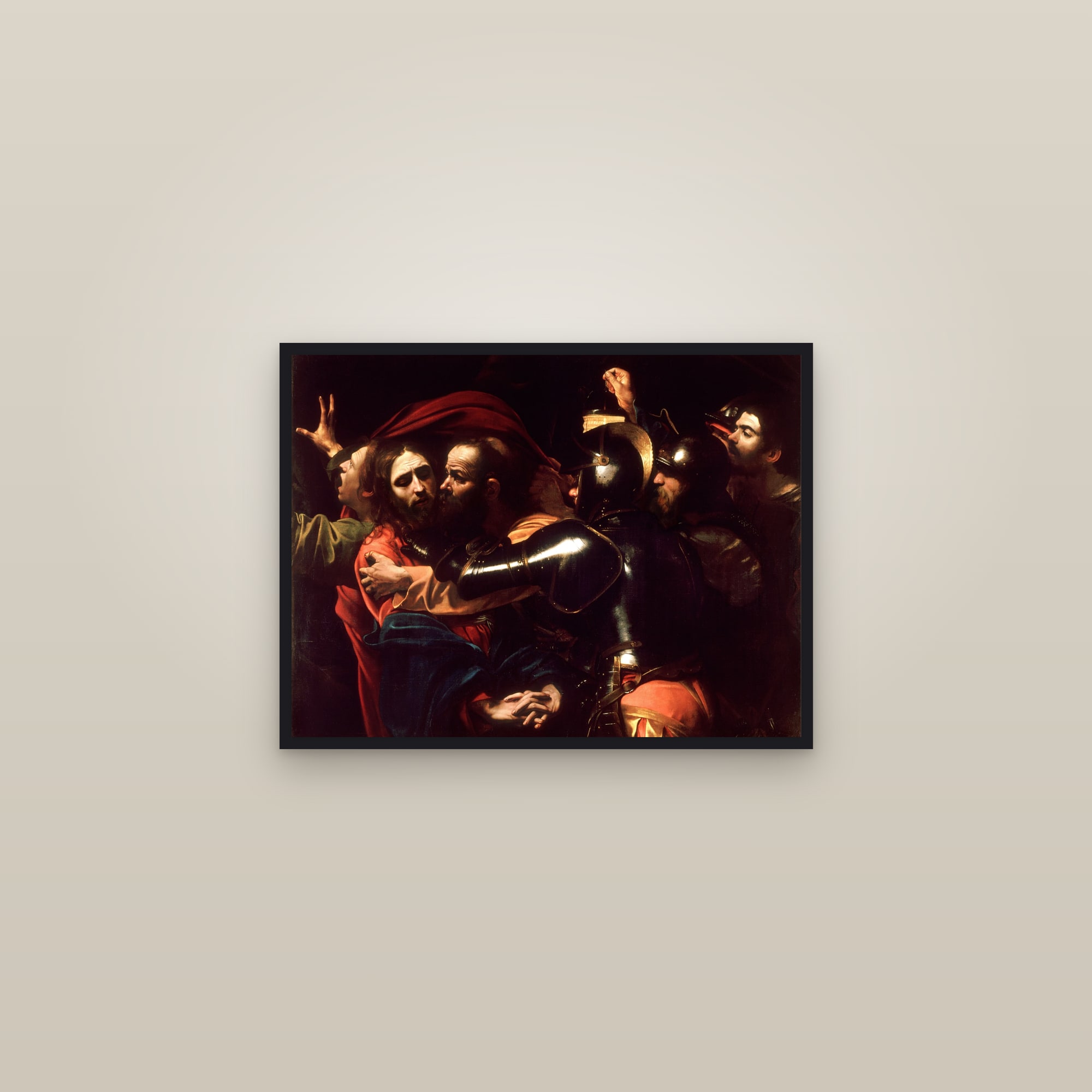 The Taking of Christ (Full) — Full-Bleed Edition — framed in a gallery setting