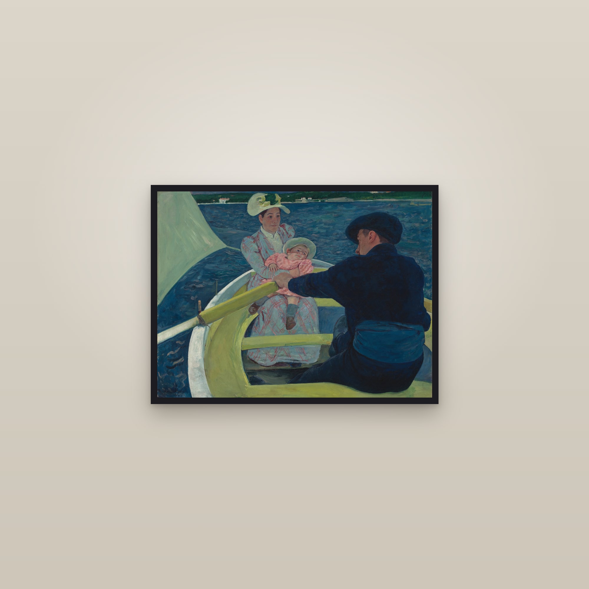 The Boating Party (Full) — Full-Bleed Edition — framed in a gallery setting
