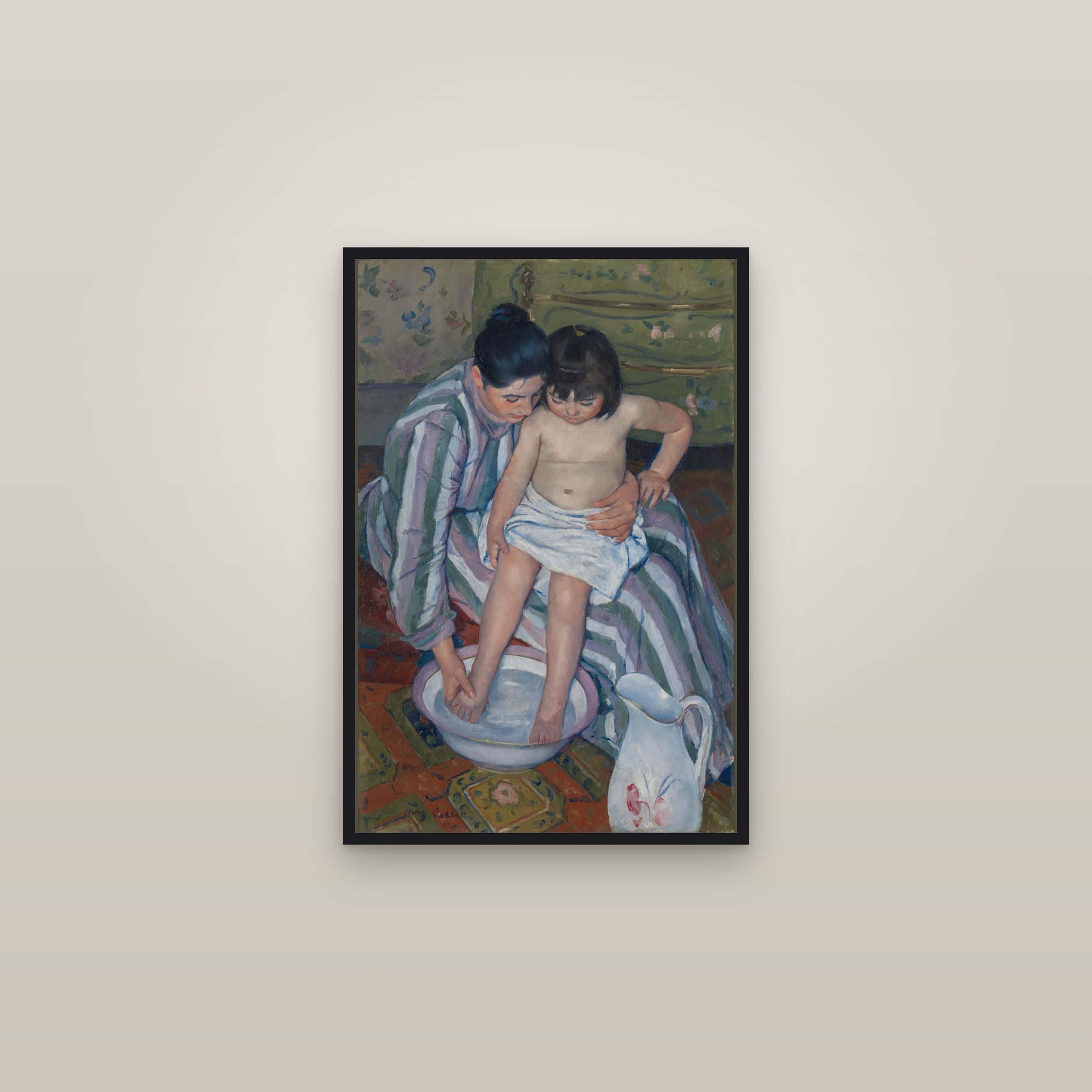 The Child's Bath (Full) — Full-Bleed Edition — framed in a gallery setting