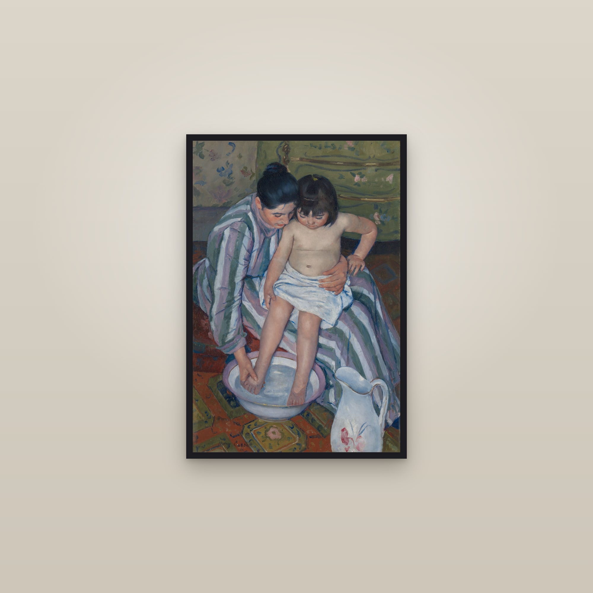 The Child's Bath (Full) — Full-Bleed Edition — framed in a gallery setting