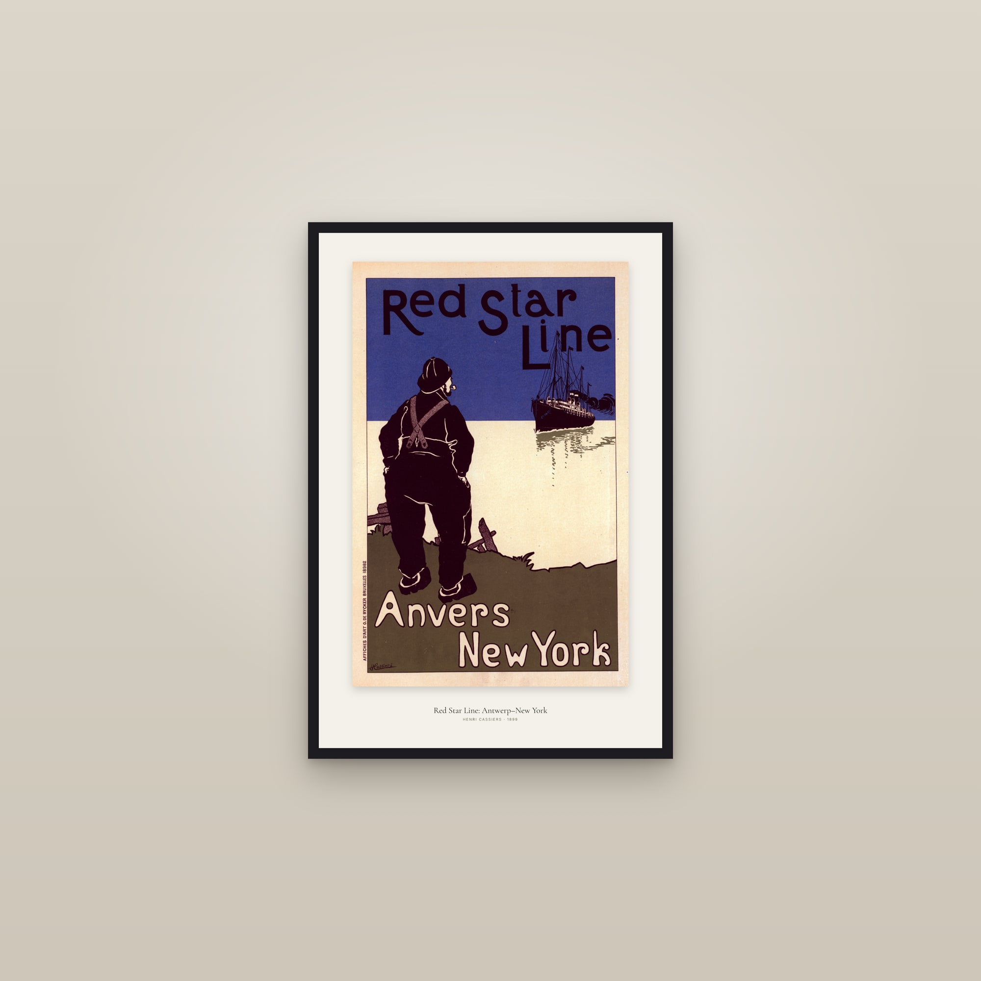 Red Star Line: Antwerp–New York — framed in a gallery setting