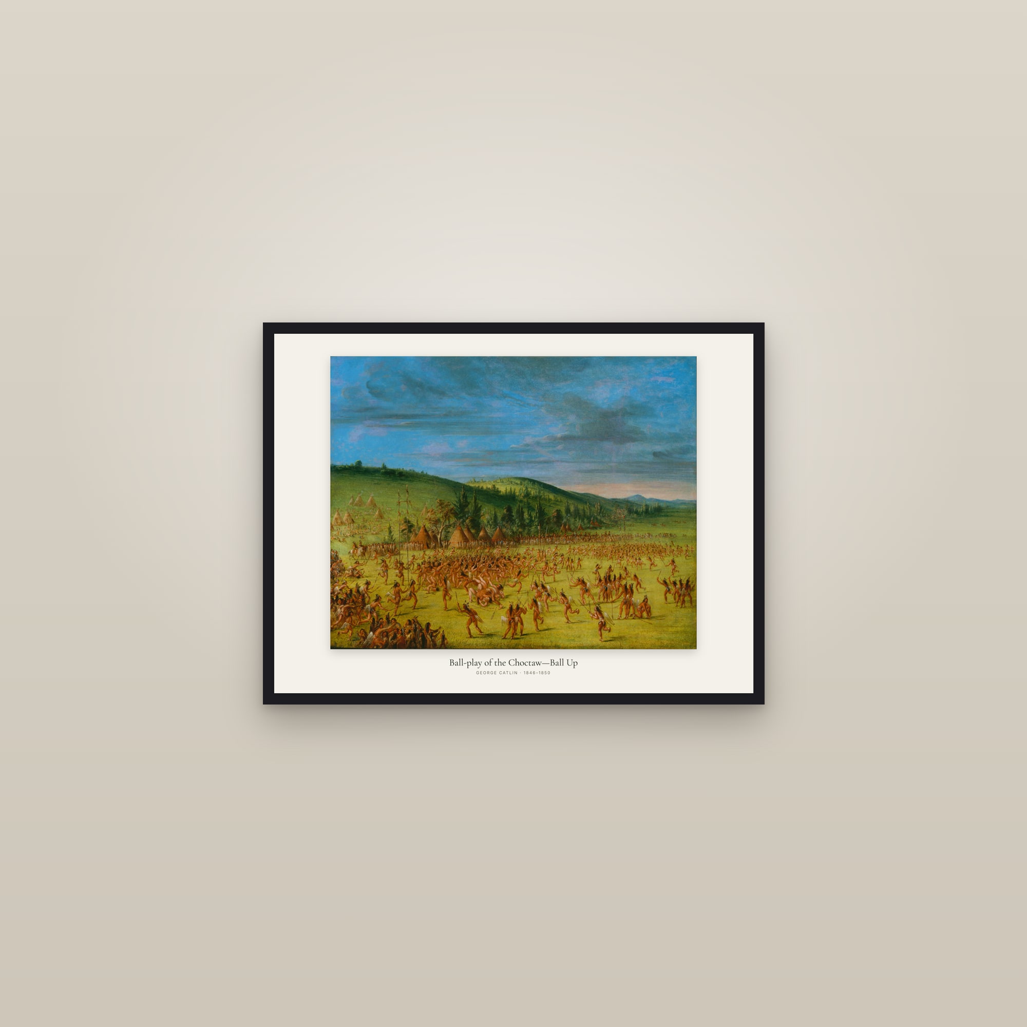Ball-play of the Choctaw—Ball Up — framed in a gallery setting