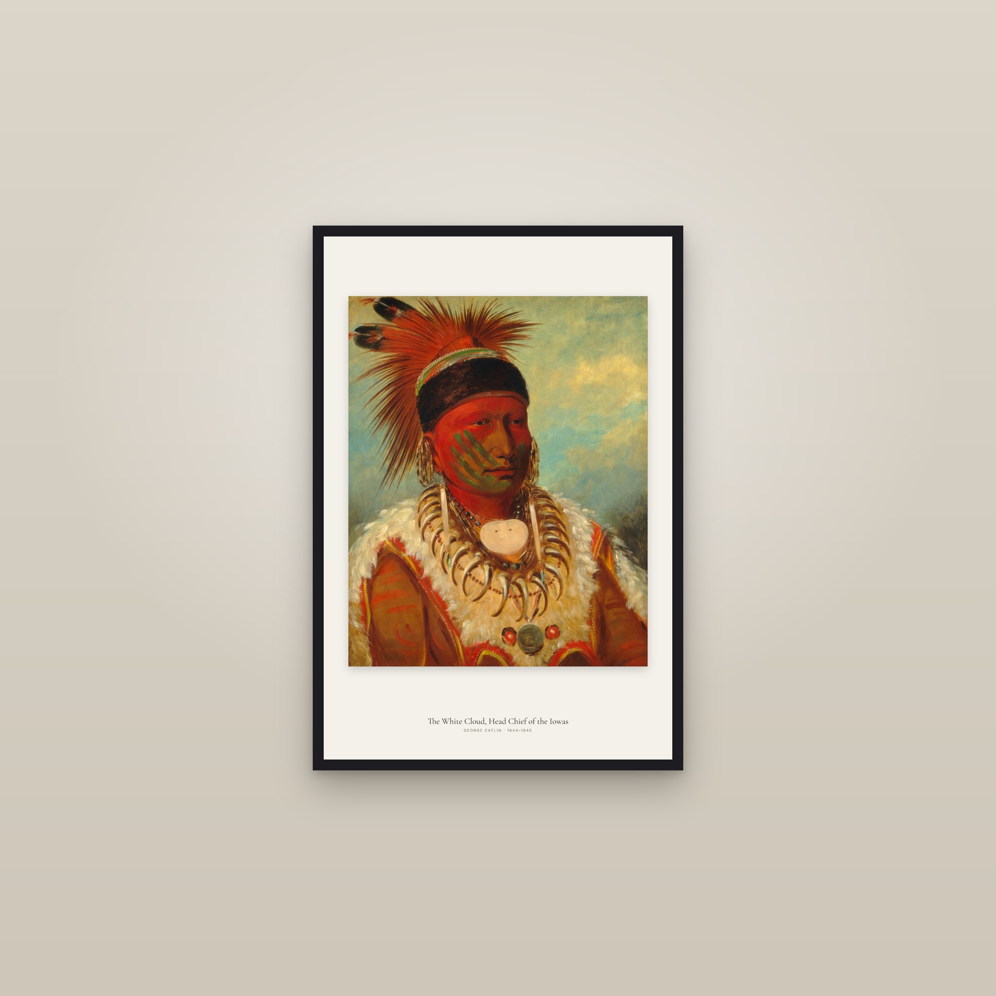 The White Cloud, Head Chief of the Iowas — framed in a gallery setting