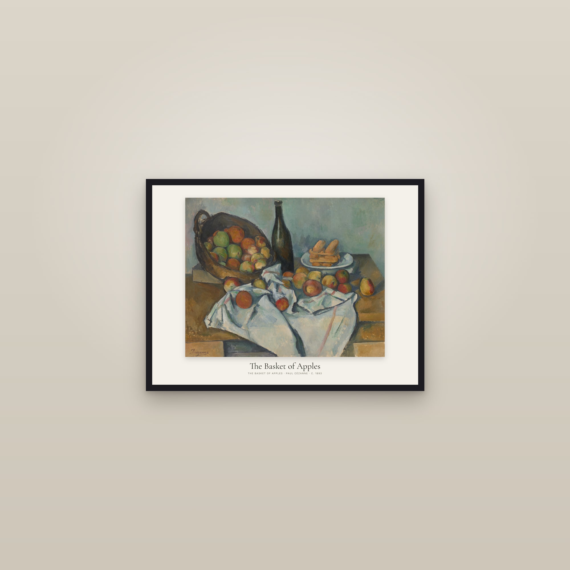 The Basket of Apples — framed in a gallery setting