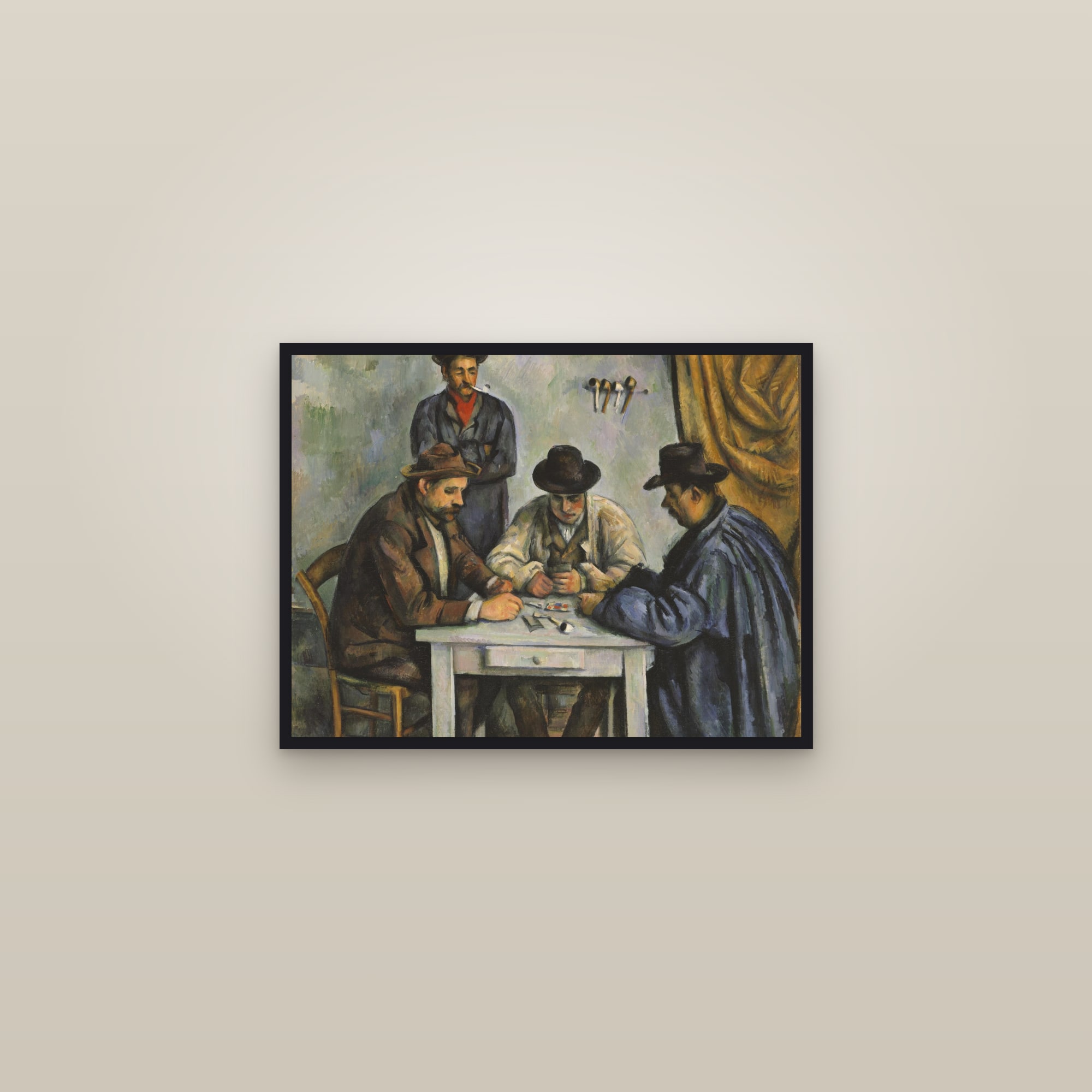 The Card Players (Full) — Full-Bleed Edition — framed in a gallery setting