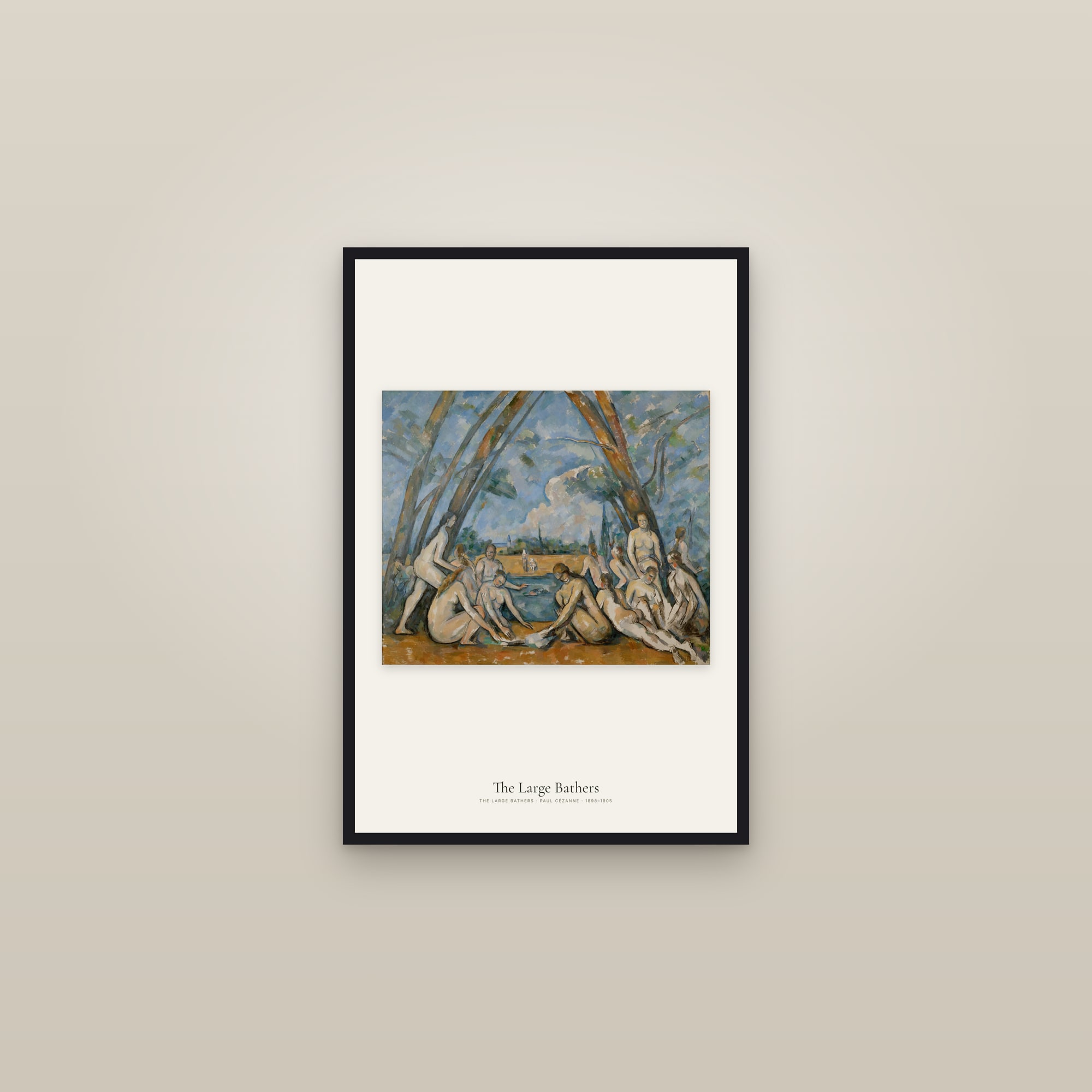 The Large Bathers — framed in a gallery setting