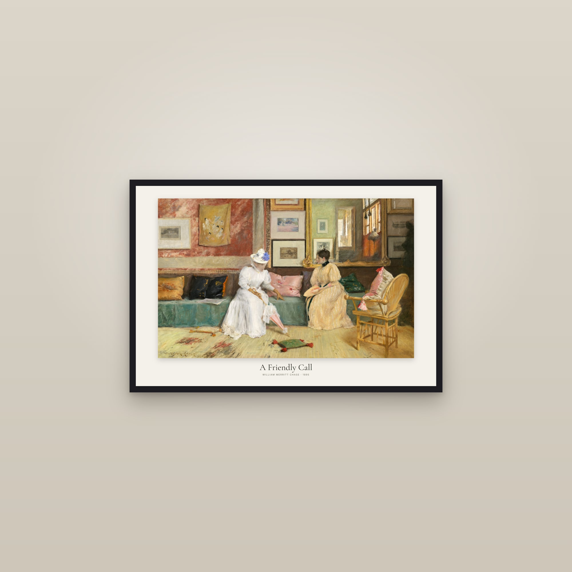 A Friendly Call — framed in a gallery setting