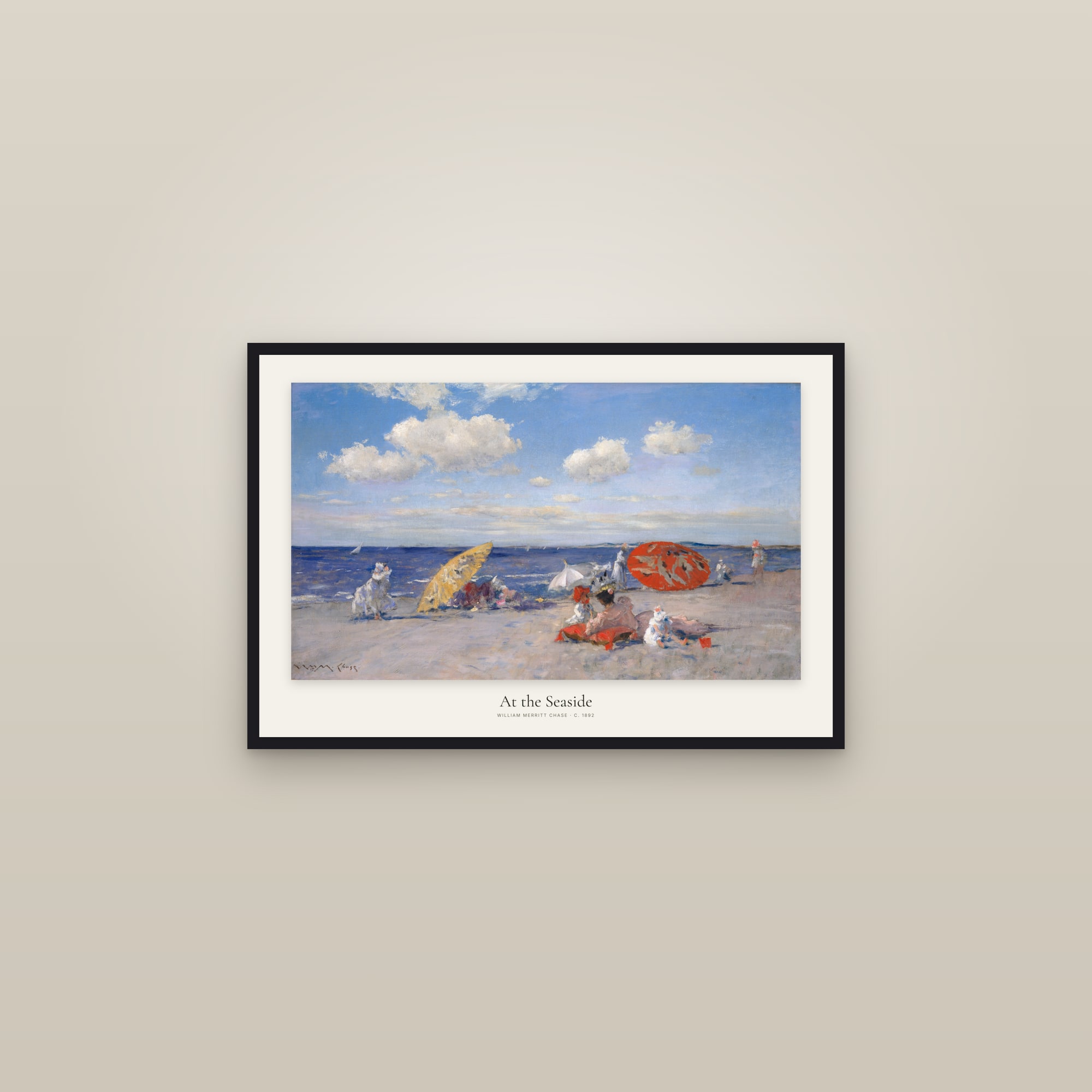 At the Seaside — framed in a gallery setting