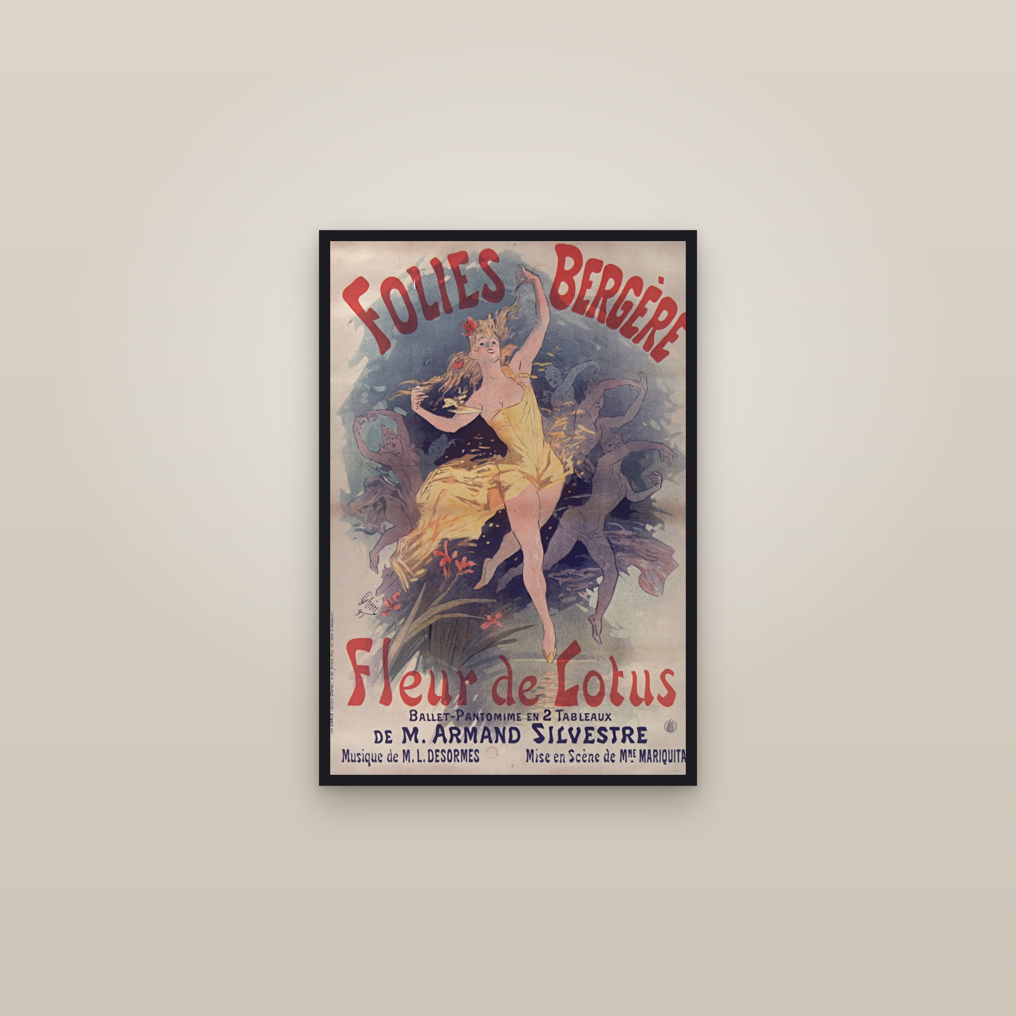 Folies-Bergère: Fleur de Lotus (Full) — Full-Bleed Edition — framed in a gallery setting