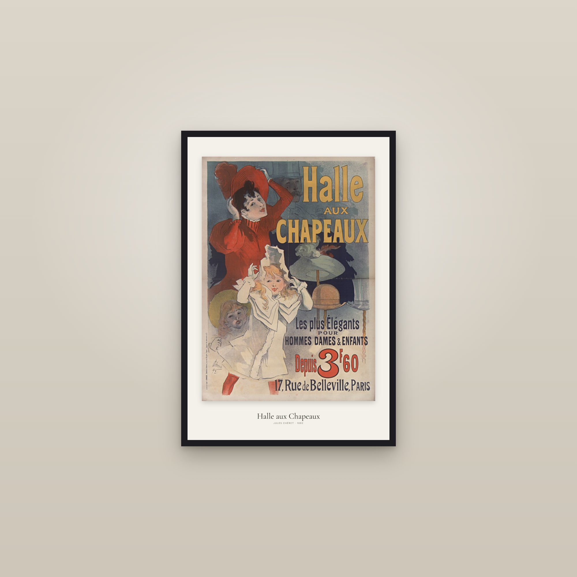 Halle aux Chapeaux — framed in a gallery setting