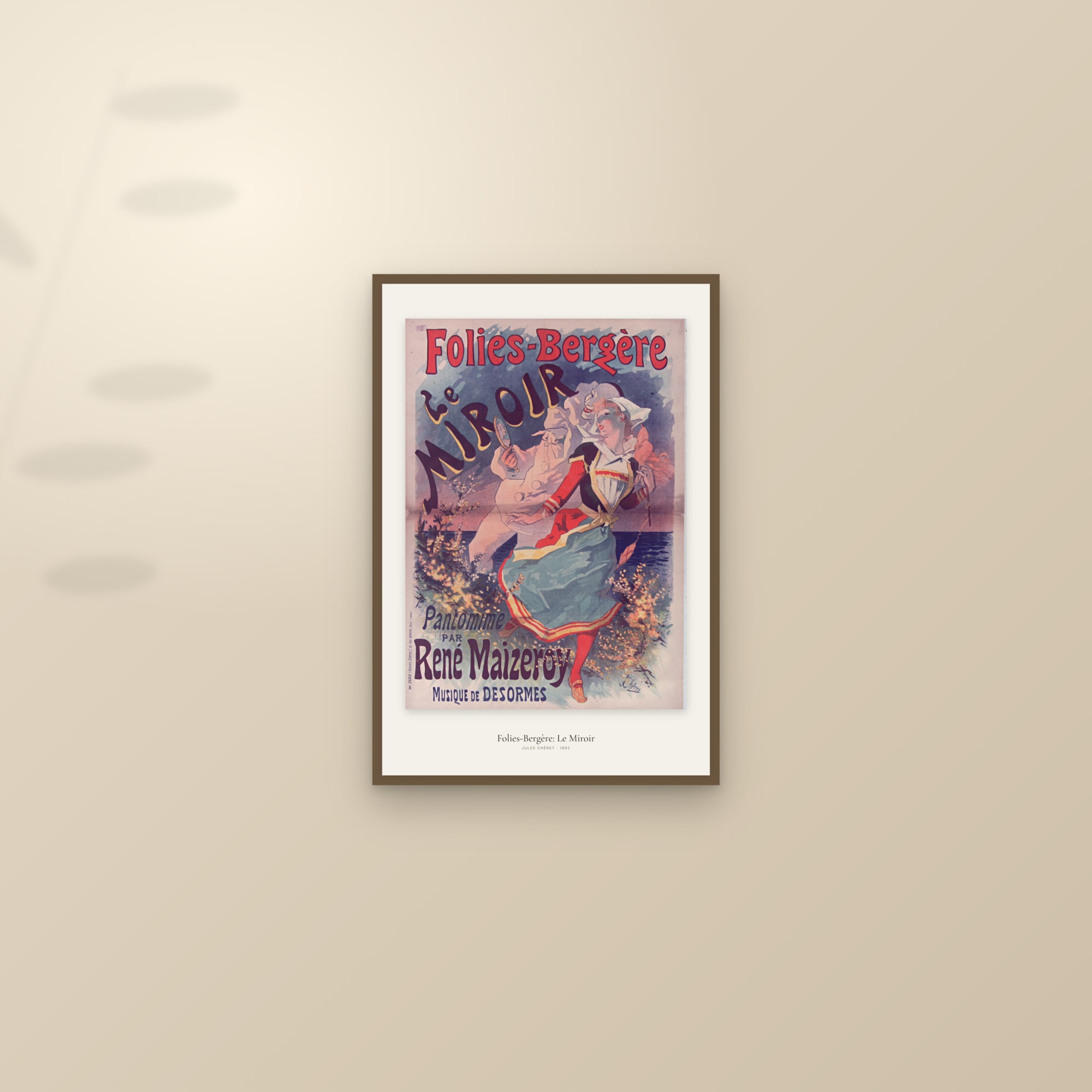 Folies-Bergère: Le Miroir — framed and styled on a sunlit wall