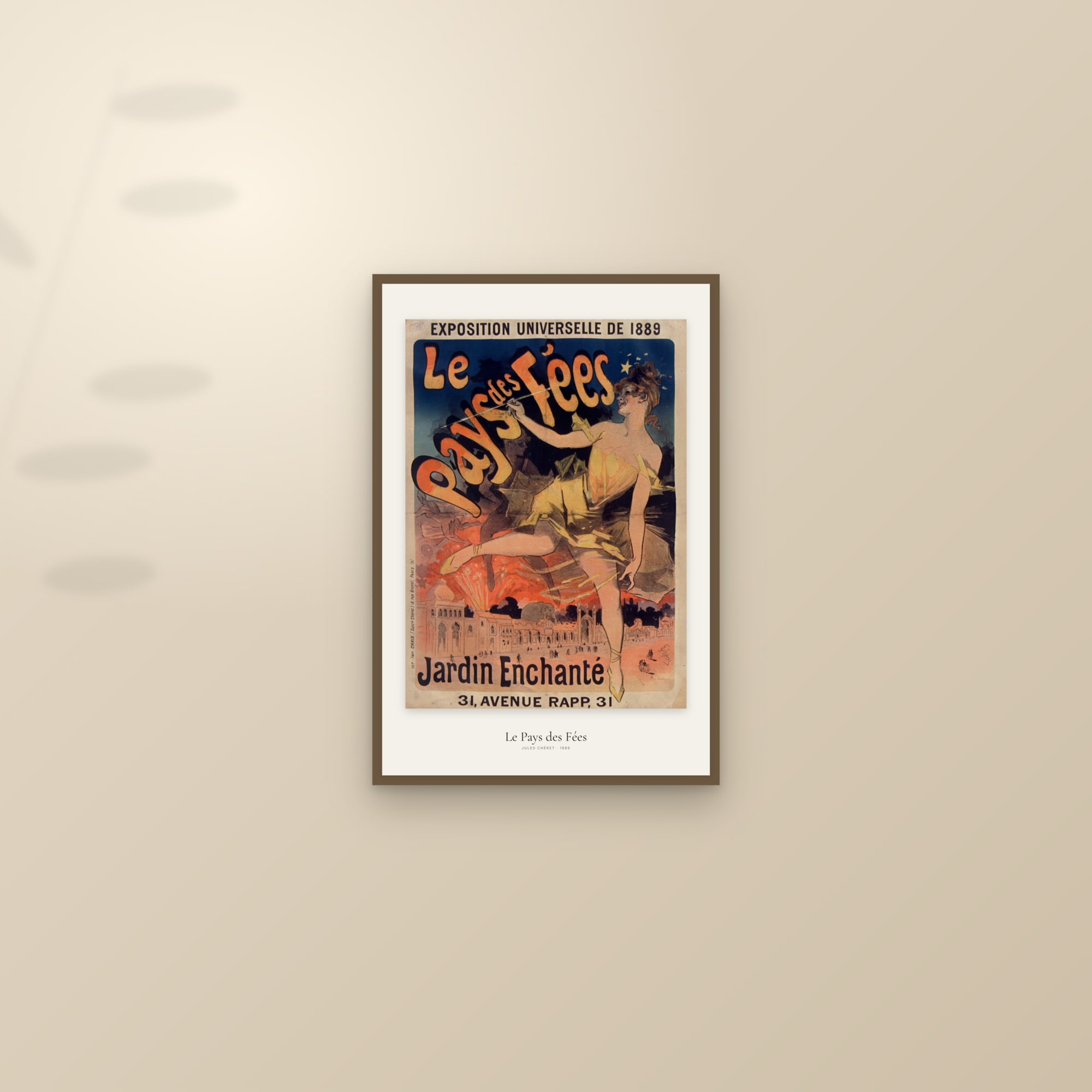 Le Pays des Fées — framed and styled on a sunlit wall