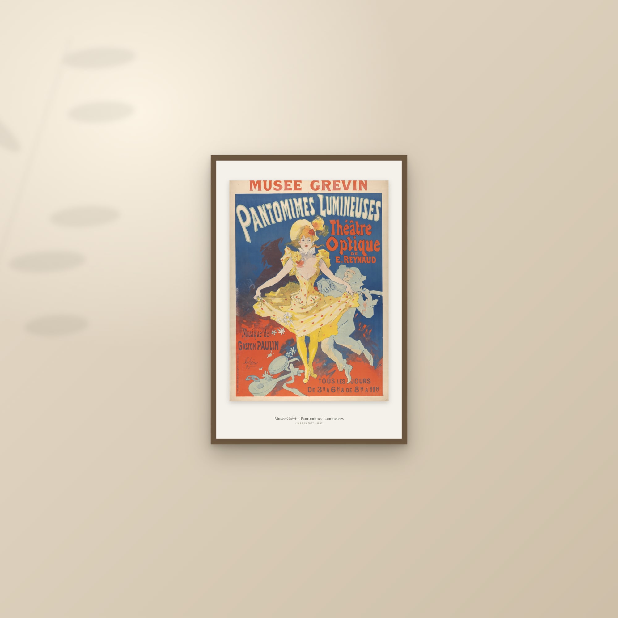 Musée Grévin: Pantomimes Lumineuses — framed and styled on a sunlit wall