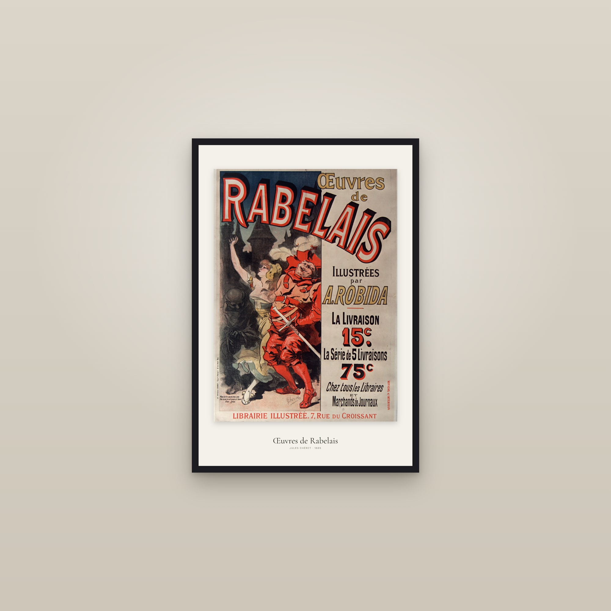Œuvres de Rabelais — framed in a gallery setting