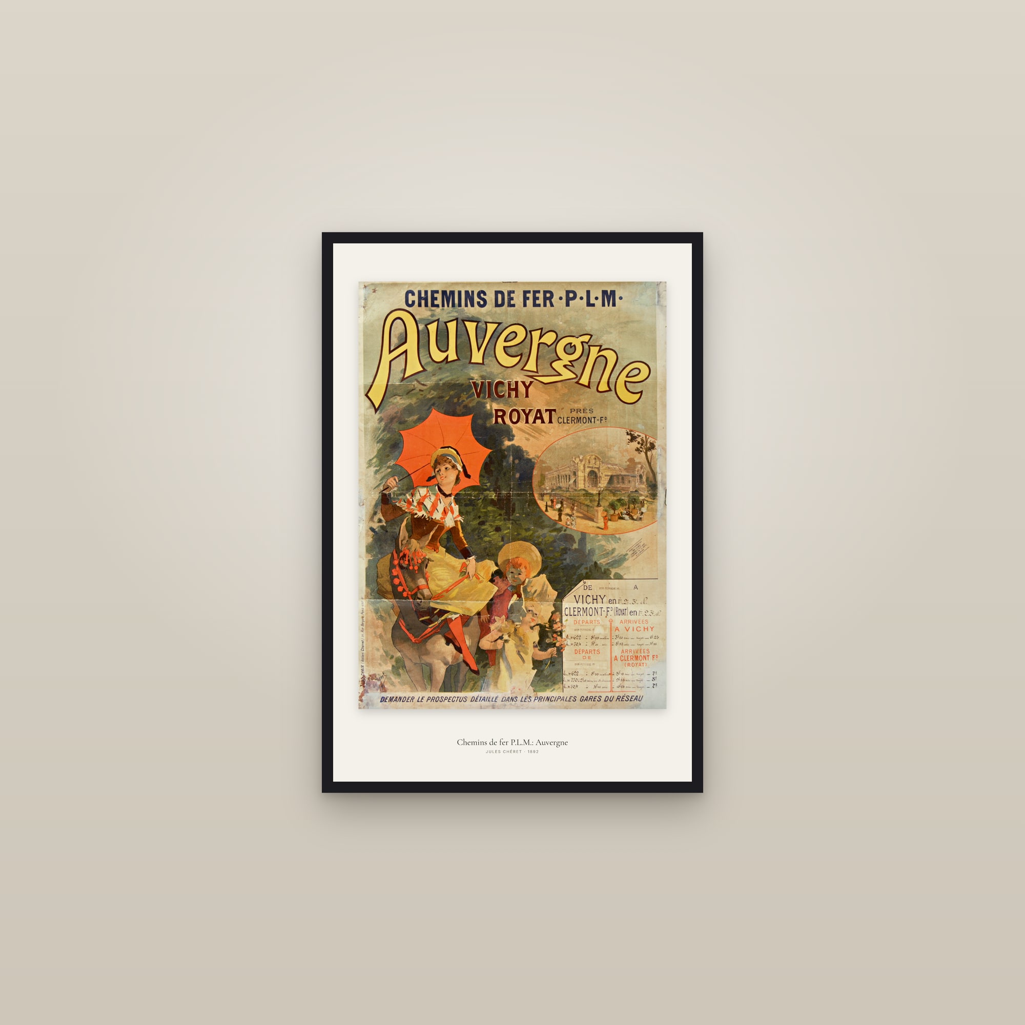 Chemins de fer P.L.M.: Auvergne — framed in a gallery setting
