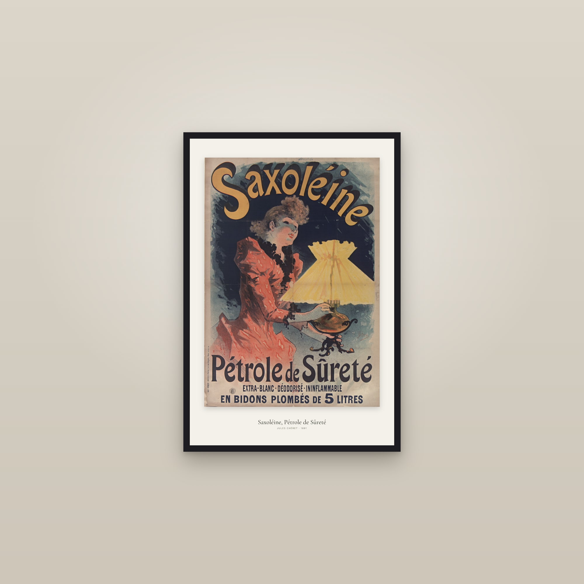 Saxoléine, Pétrole de Sûreté — framed in a gallery setting