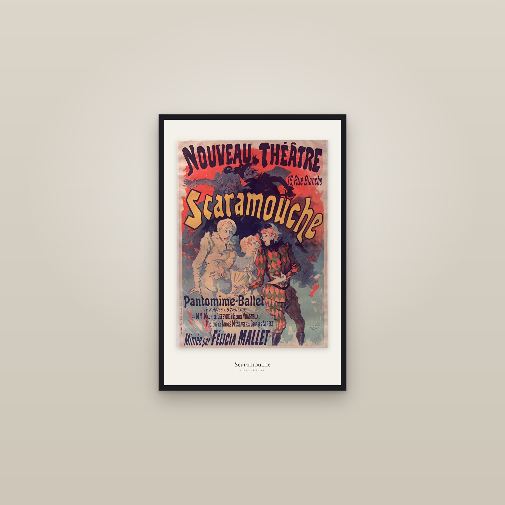 Scaramouche — framed in a gallery setting