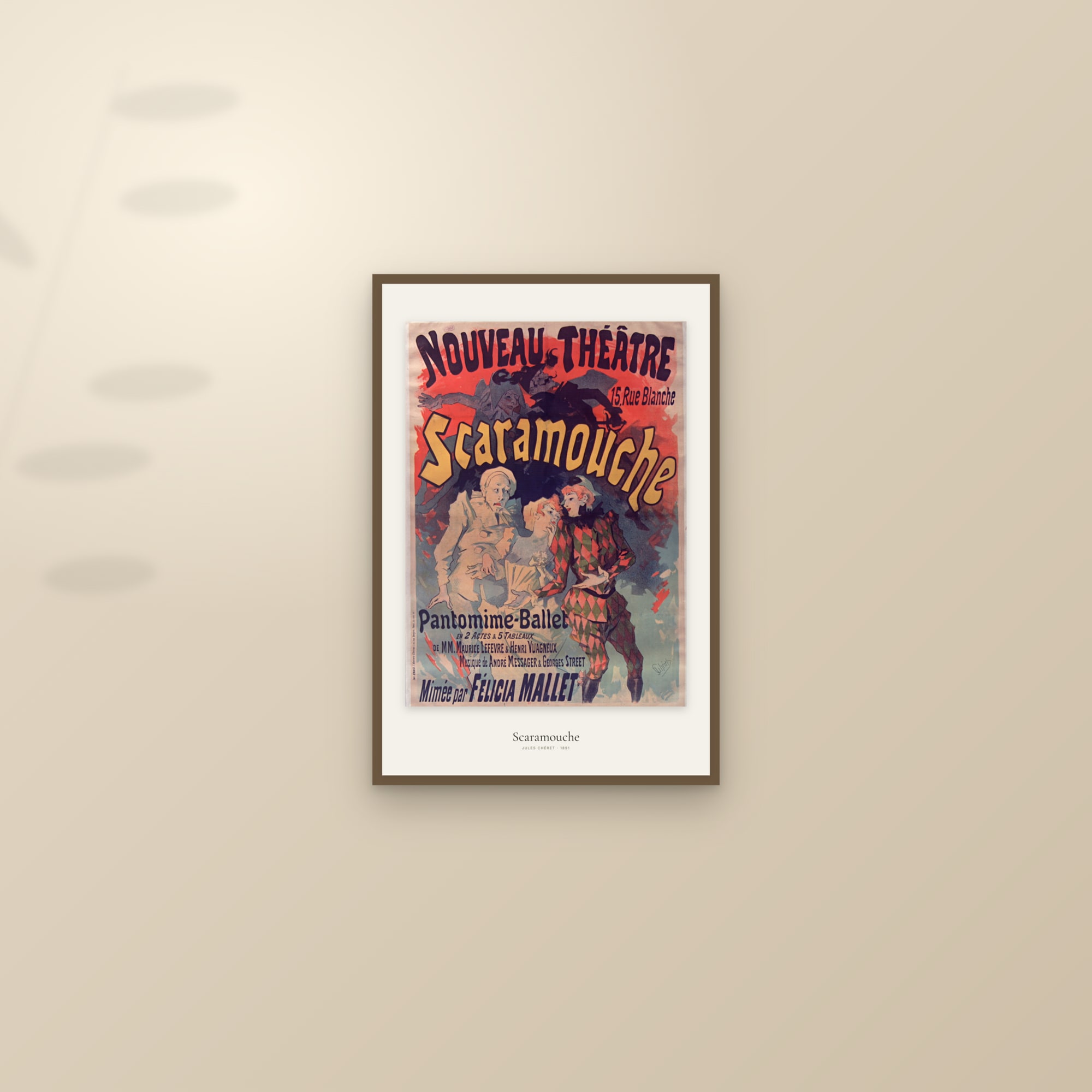 Scaramouche — framed and styled on a sunlit wall