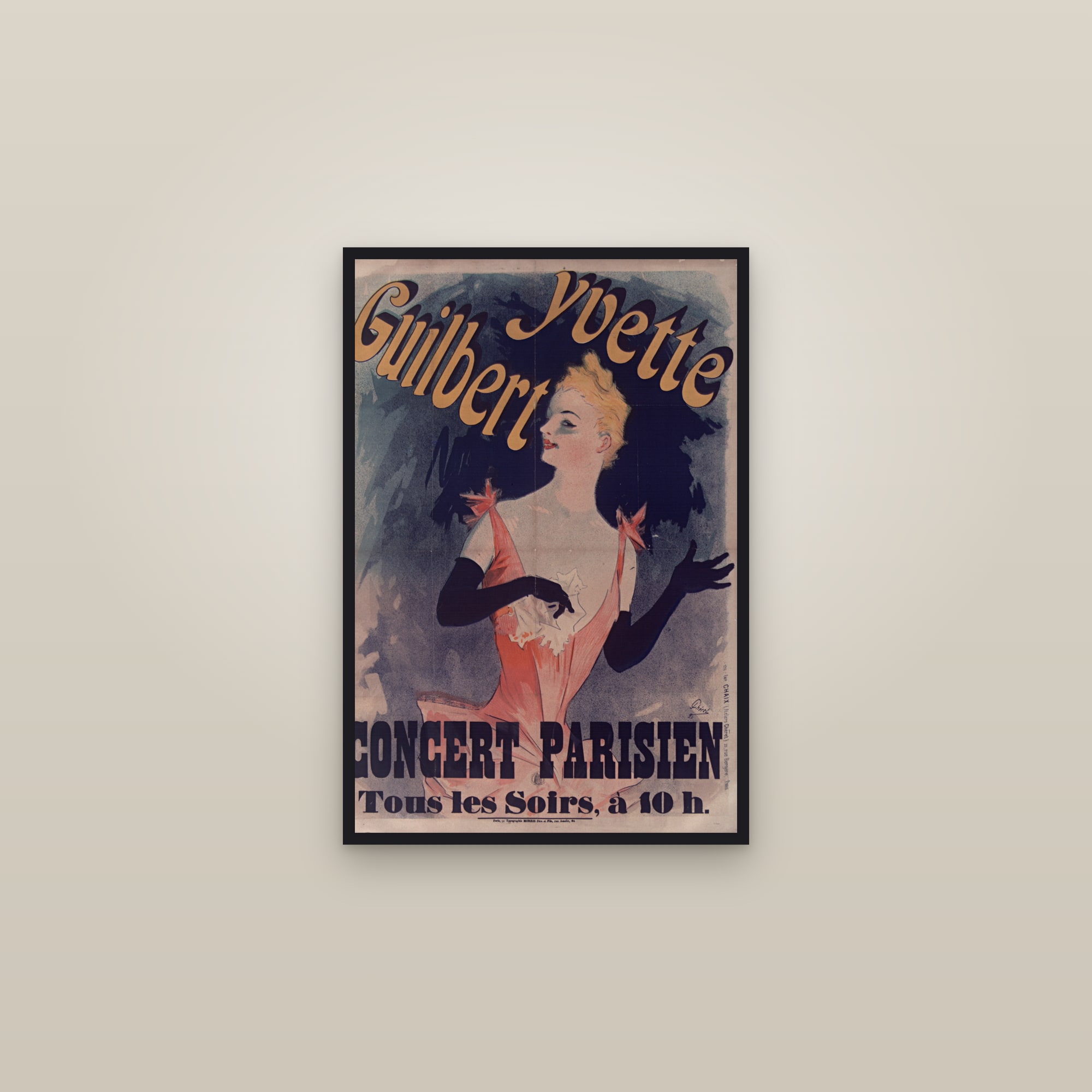 Yvette Guilbert au Concert Parisien (Full) — Full-Bleed Edition — framed in a gallery setting