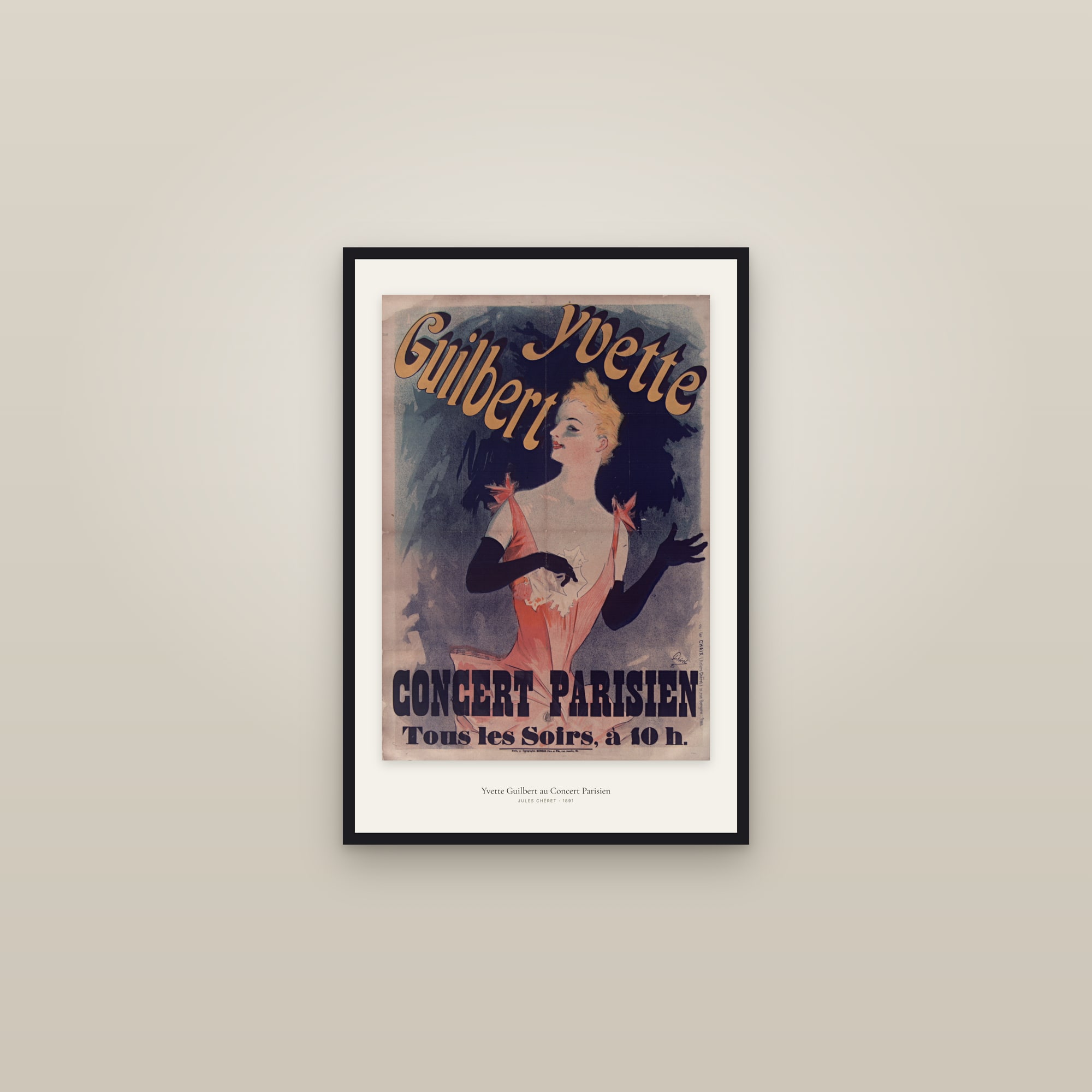 Yvette Guilbert au Concert Parisien — framed in a gallery setting