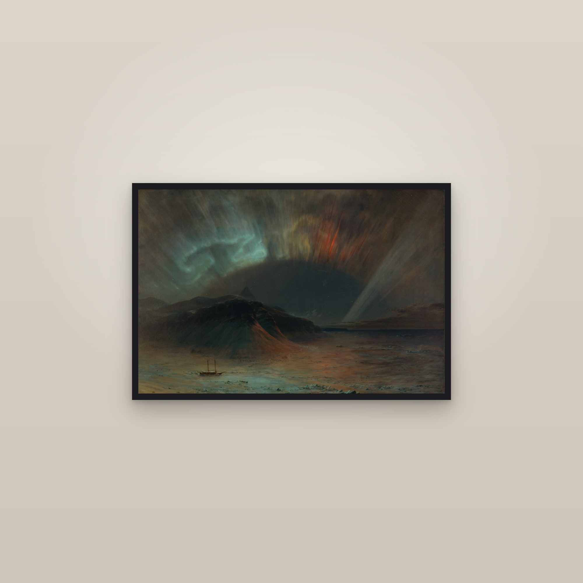 Aurora Borealis (Art Church Full) — Full-Bleed Edition — framed in a gallery setting