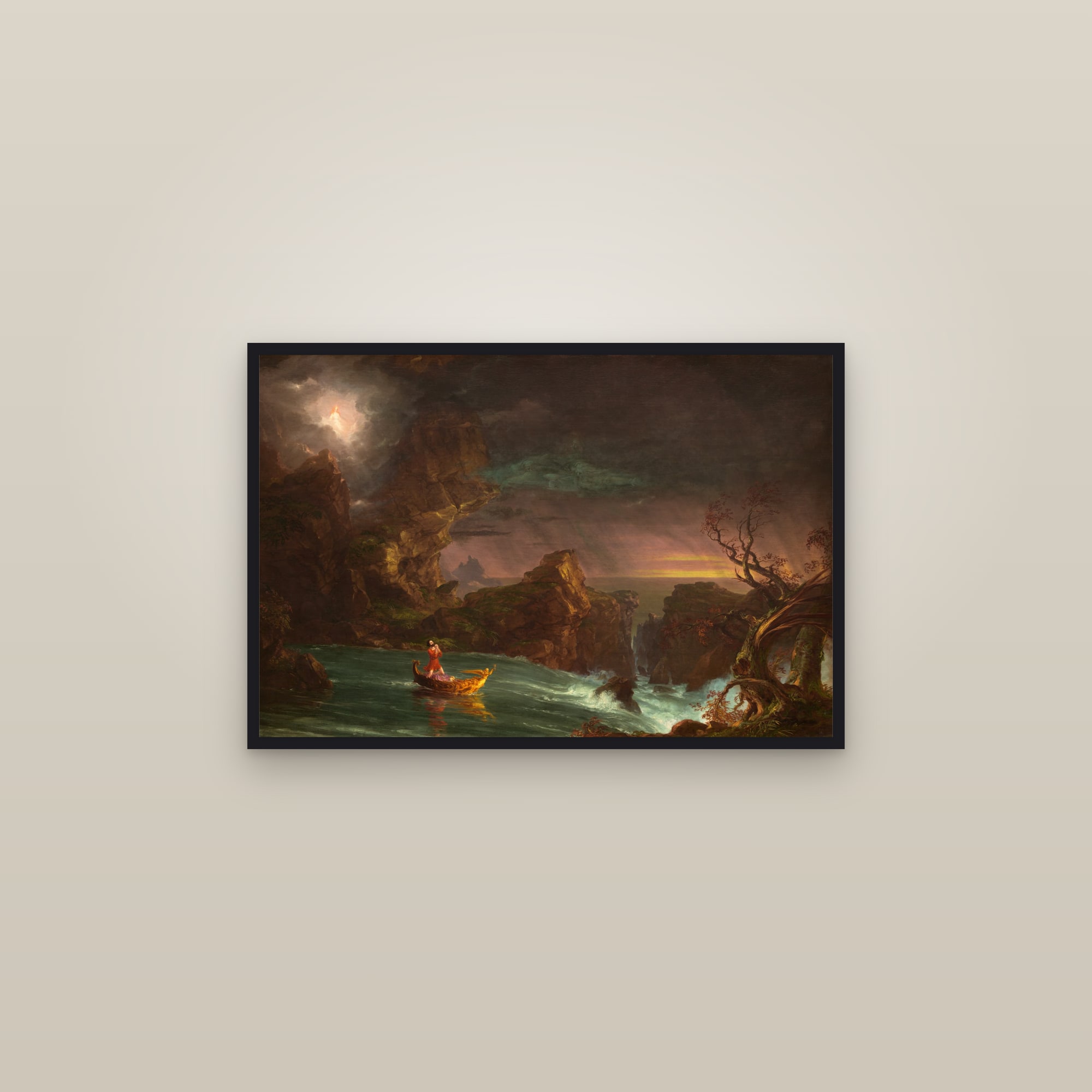 The Voyage of Life: Manhood (Full) — Full-Bleed Edition — framed in a gallery setting
