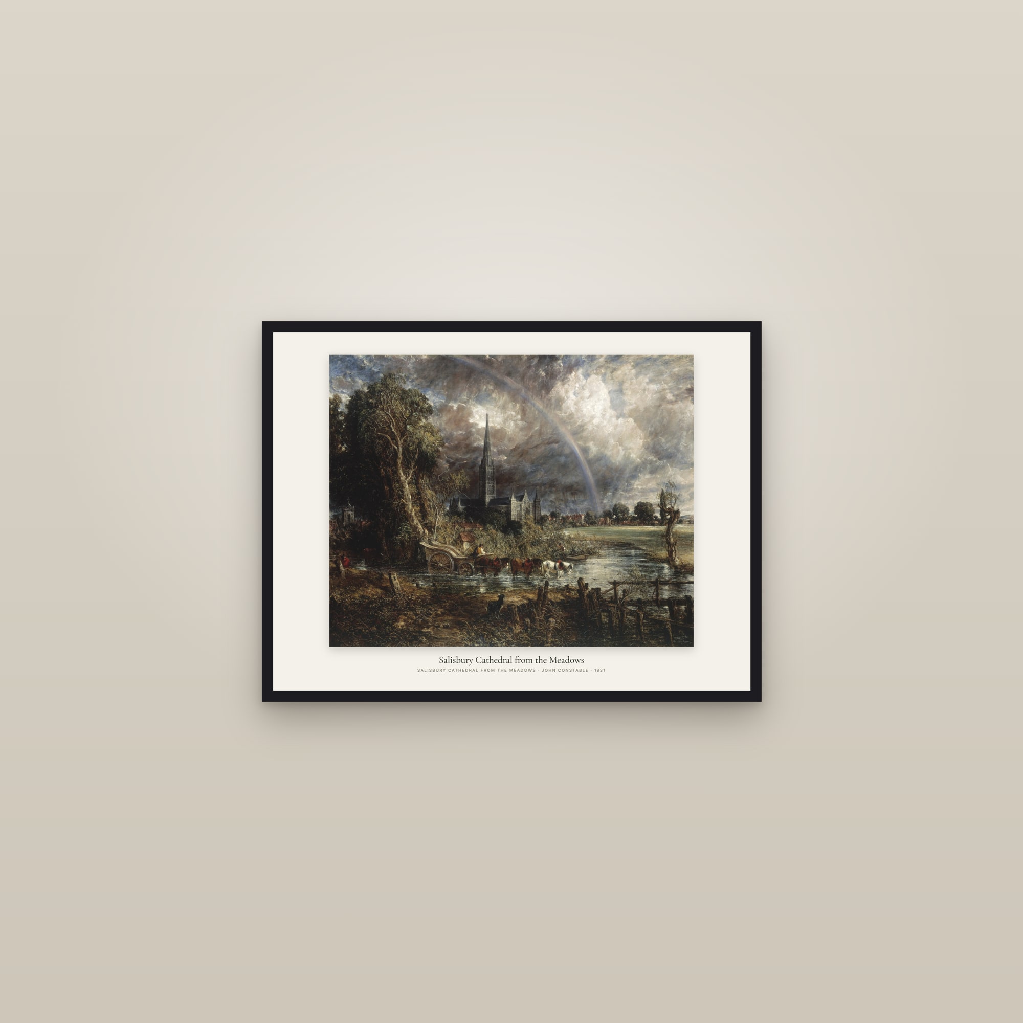 Salisbury Cathedral from the Meadows — framed in a gallery setting