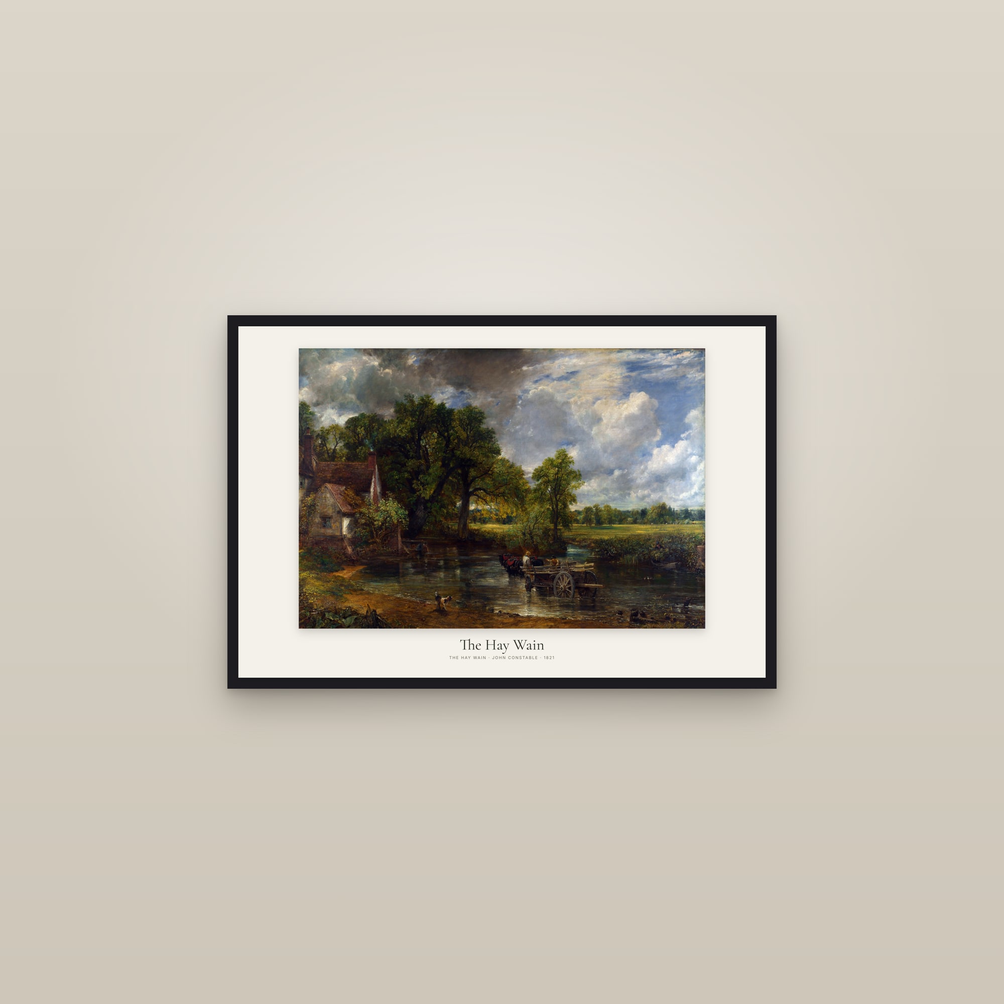 The Hay Wain — framed in a gallery setting
