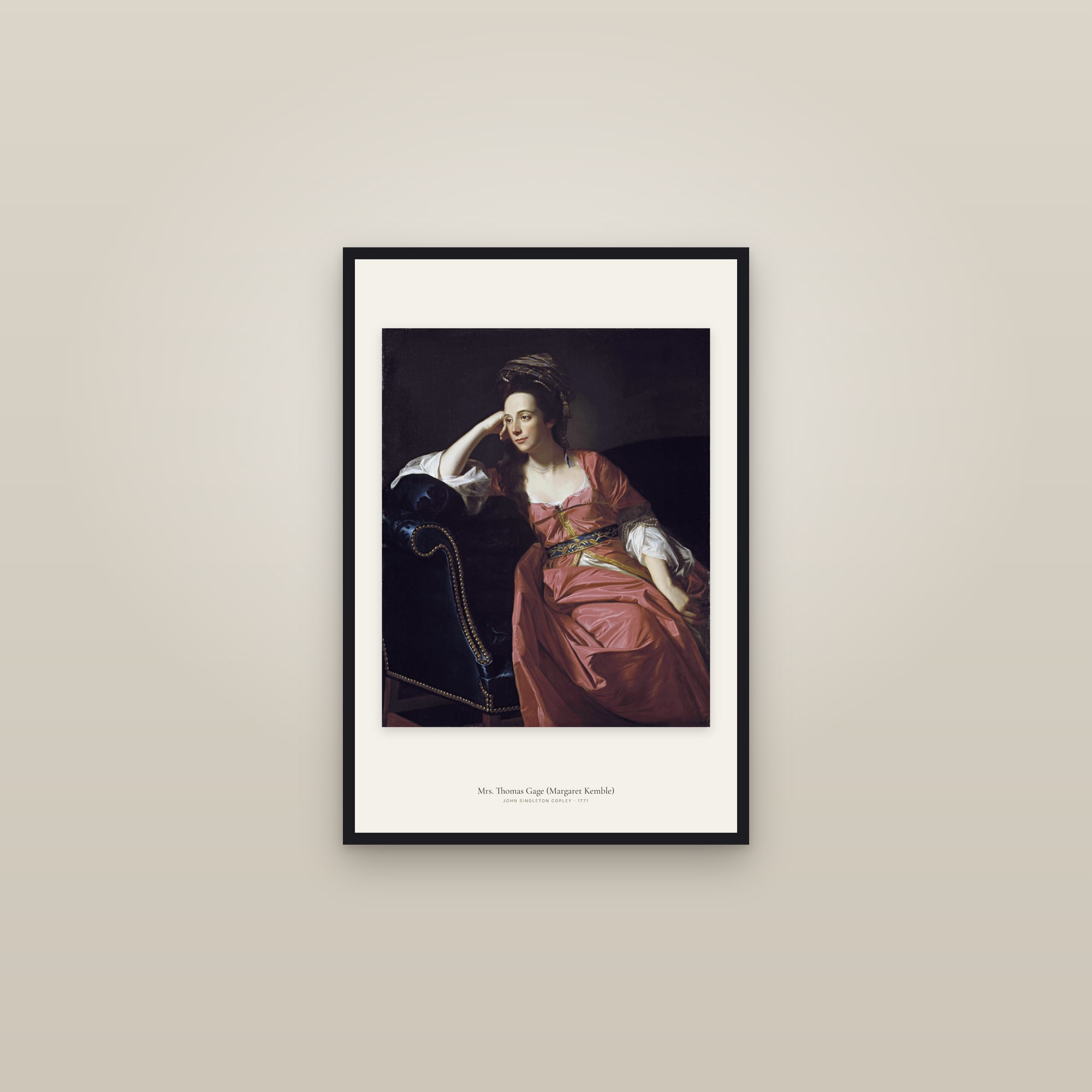 Mrs. Thomas Gage (Margaret Kemble) — framed in a gallery setting