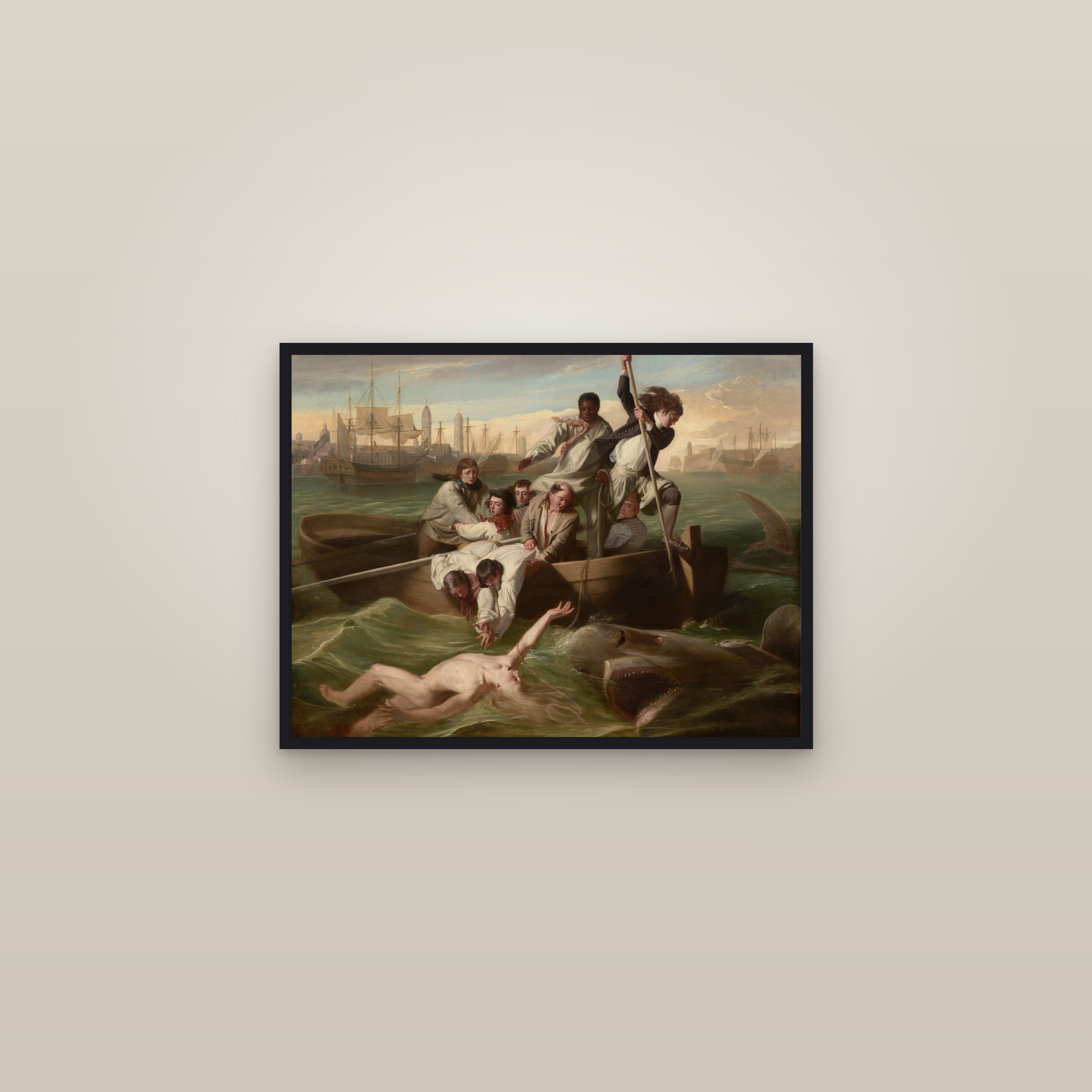 Watson and the Shark (Full) — Full-Bleed Edition — framed in a gallery setting