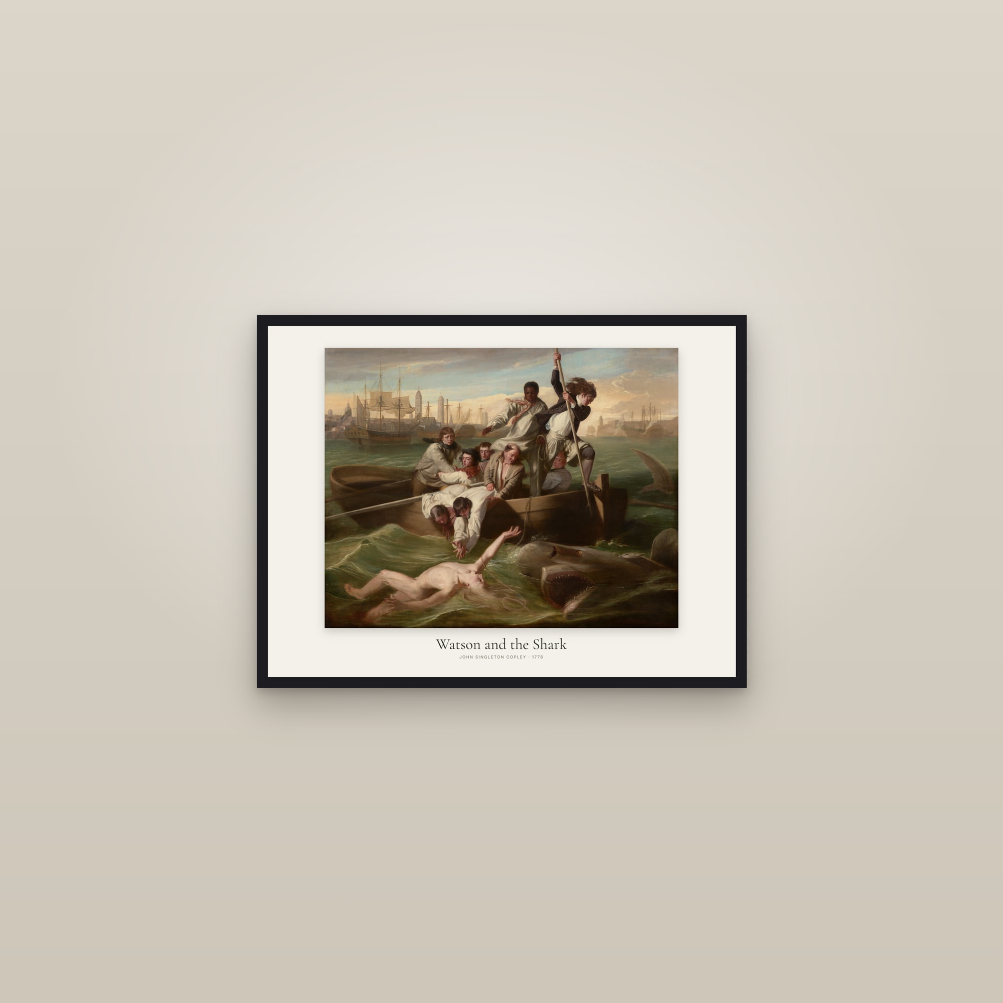 Watson and the Shark — framed in a gallery setting