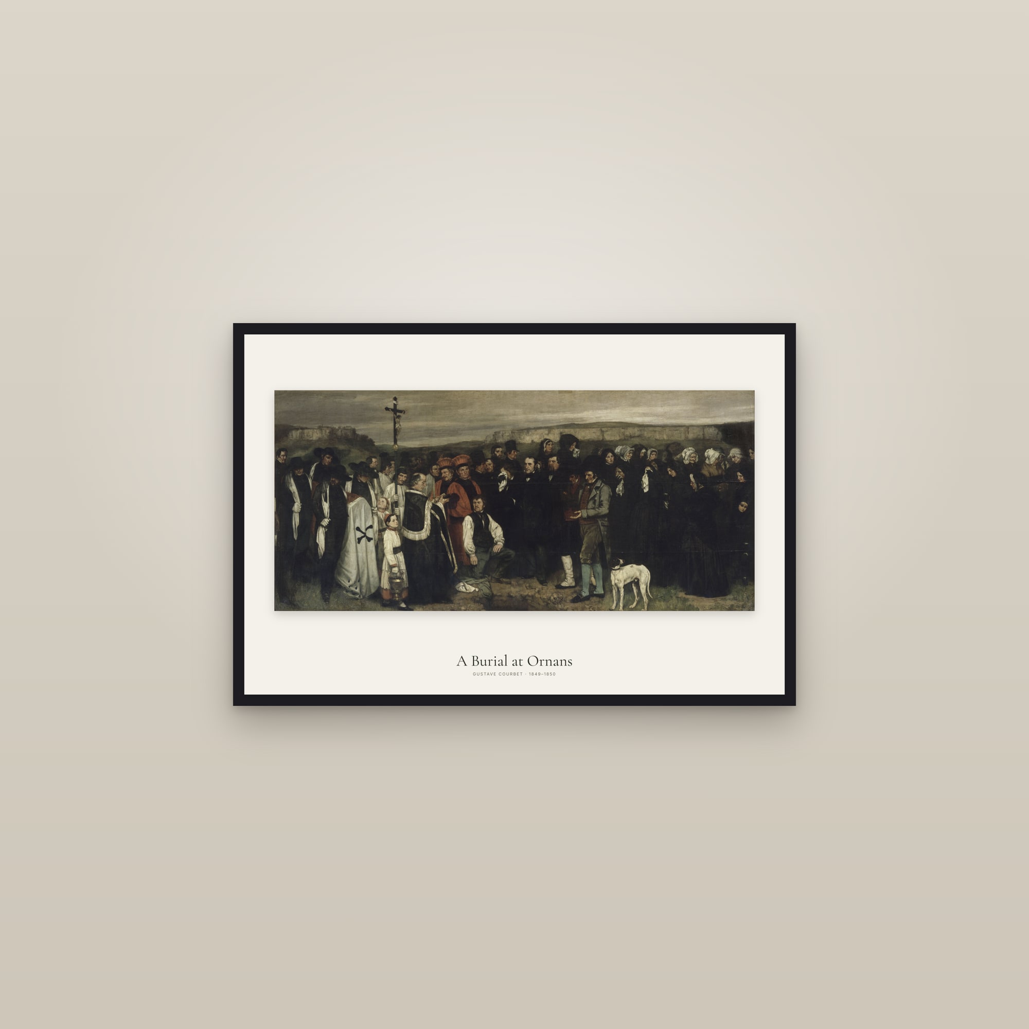 A Burial at Ornans — framed in a gallery setting