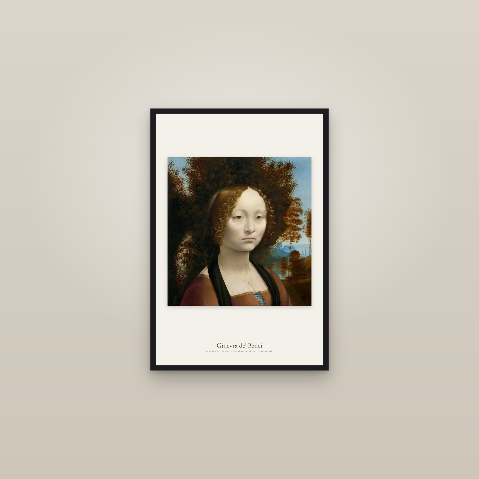 Ginevra de' Benci — framed in a gallery setting