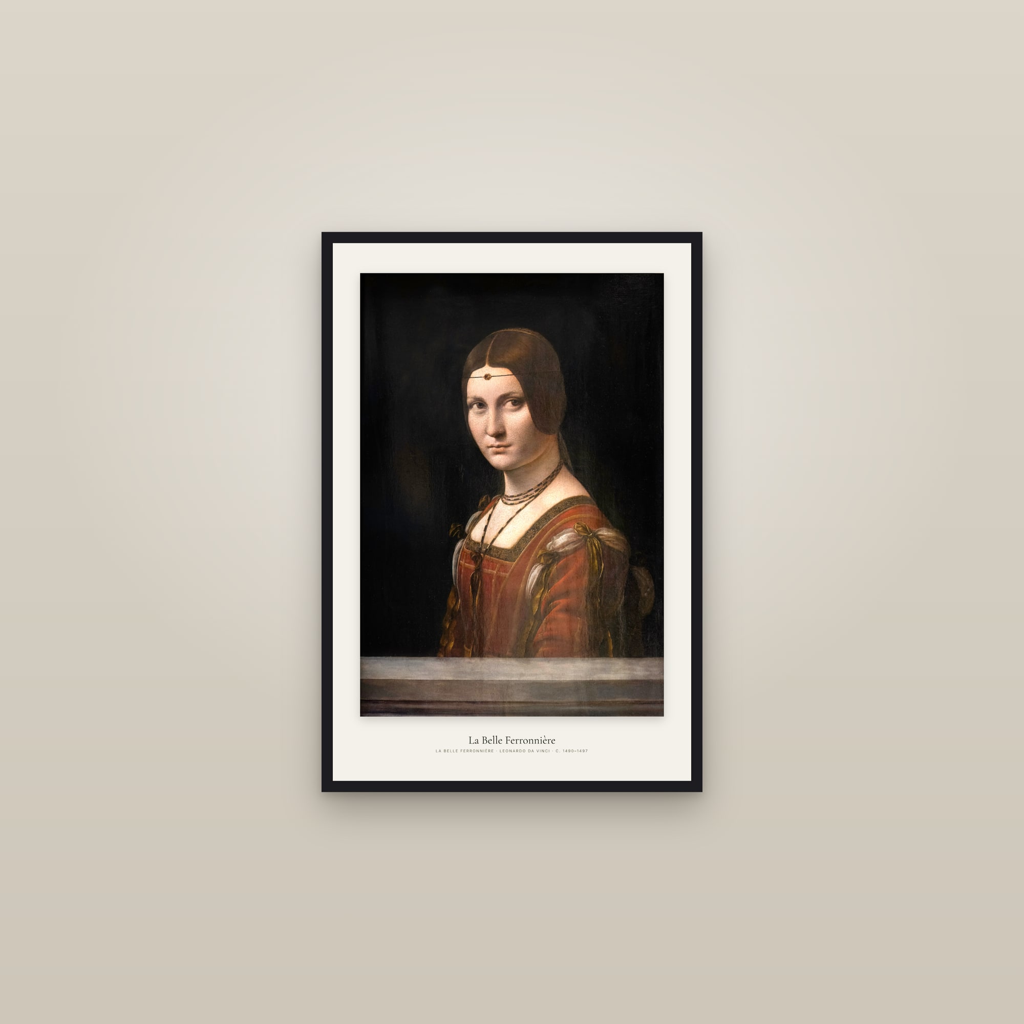 La Belle Ferronnière — framed in a gallery setting